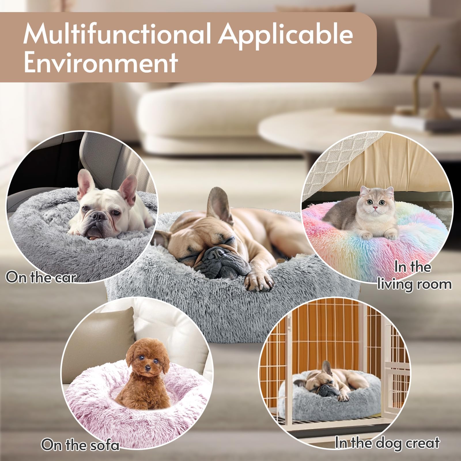 Foto 7 pulgar | Cama Para Perros Jollyvogue, Pequeña, Relajante Y Ansiolítica, Abrazador De Rosquillas - Venta Internacional.