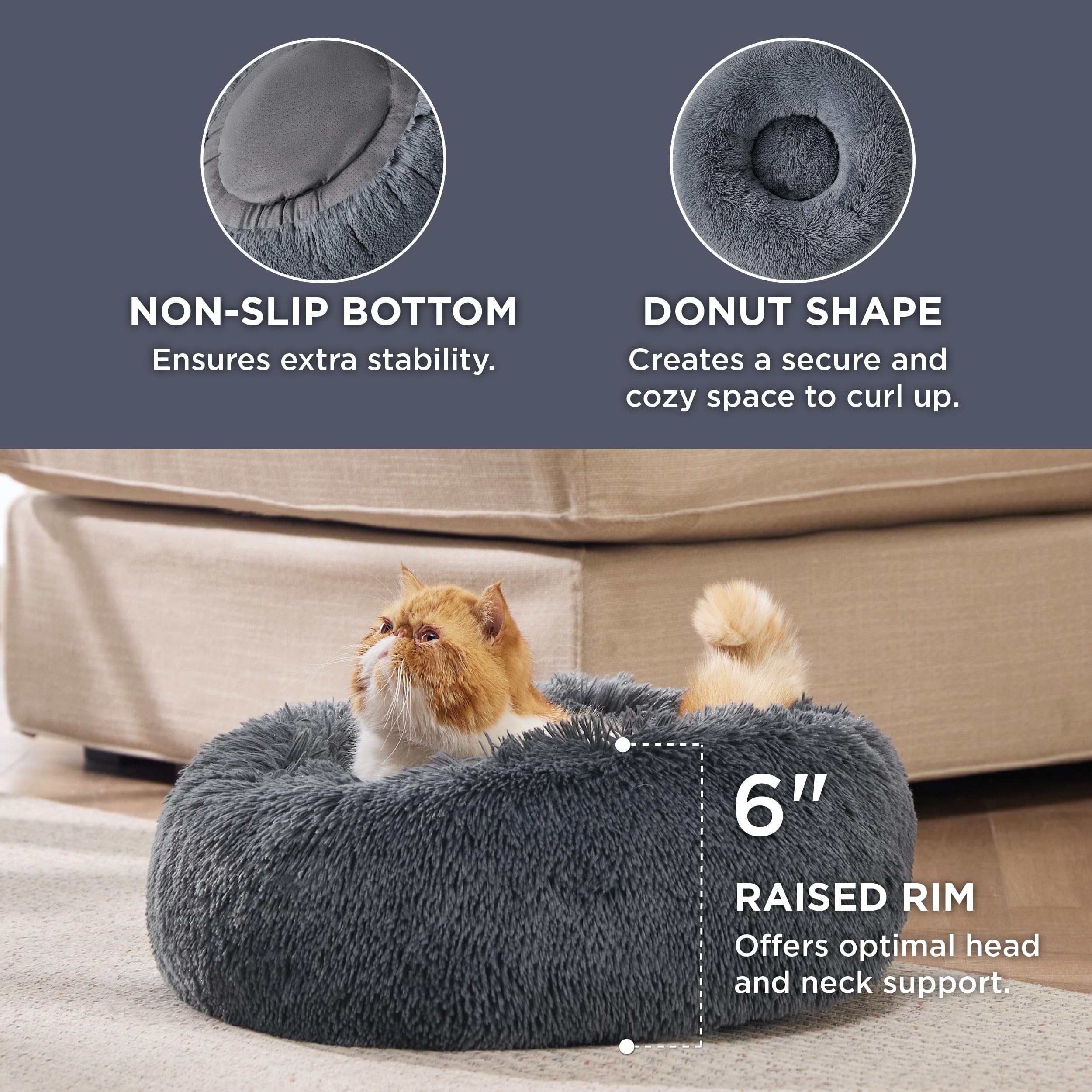 Foto 3 pulgar | Cama Para Gatos, Relajante, Lavable, 50 Cm, Antideslizante, Gris Oscuro - Venta Internacional.