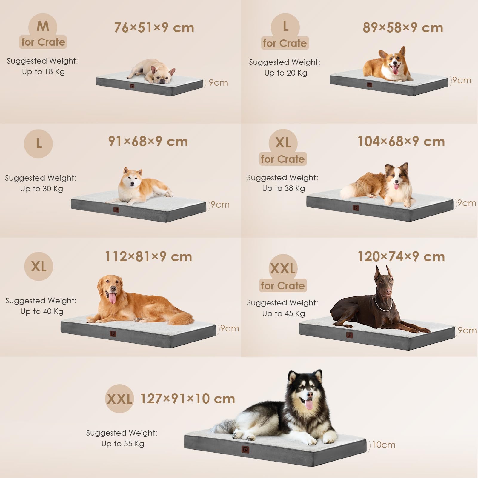 Foto 7 pulgar | Cama Ortopédica Para Perros Eheyciga Xl Para Perros Extra Grandes, Color Beige - Venta Internacional.