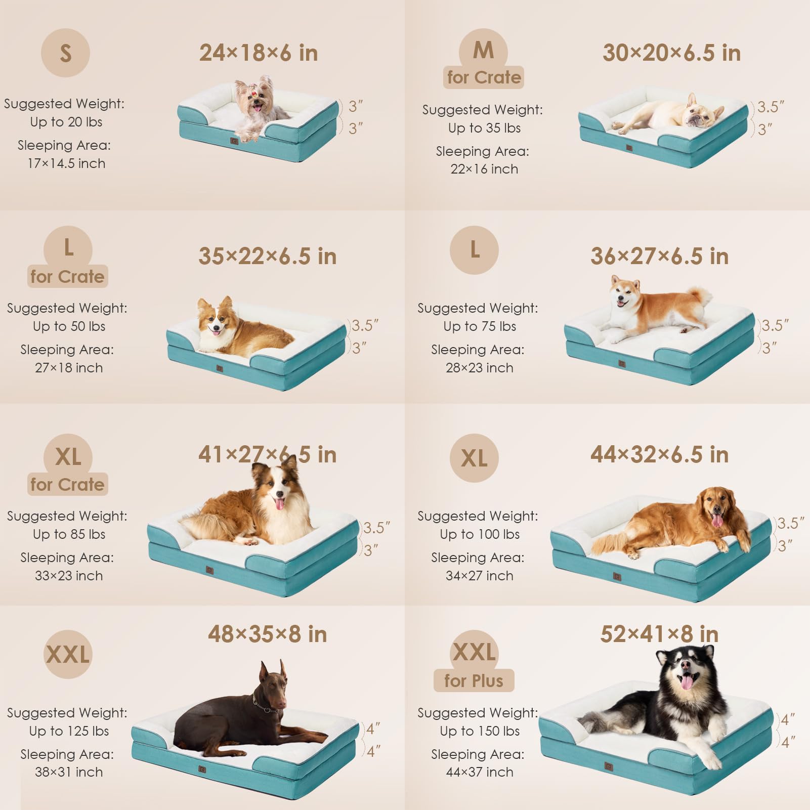 Foto 6 pulgar | Cama Ortopédica Para Perros Eheyciga, Impermeable, Espuma Viscoelástica Xl, Turquesa - Venta Internacional.