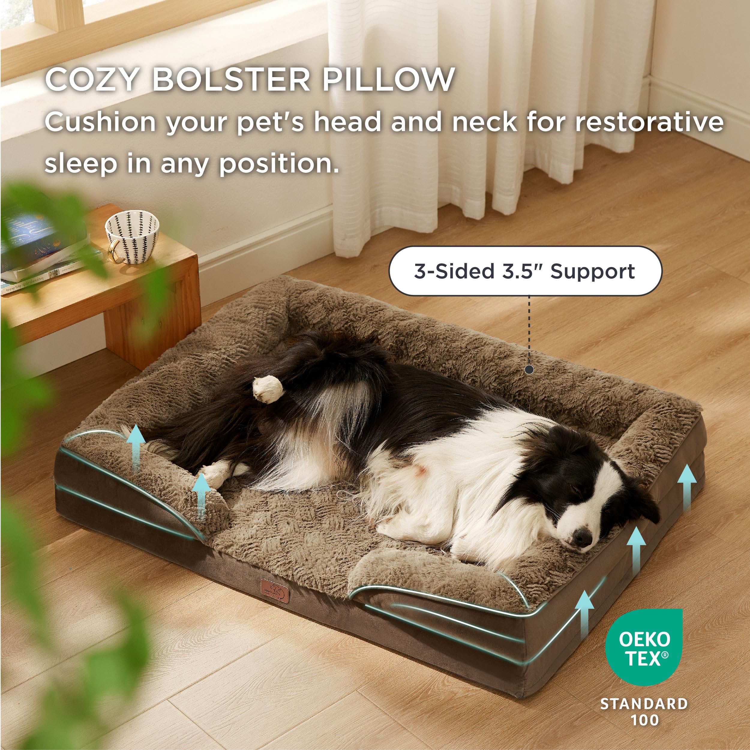 Foto 4 pulgar | Cama Ortopédica Para Perros Grandes Con Felpa Y Funda - Venta Internacional.
