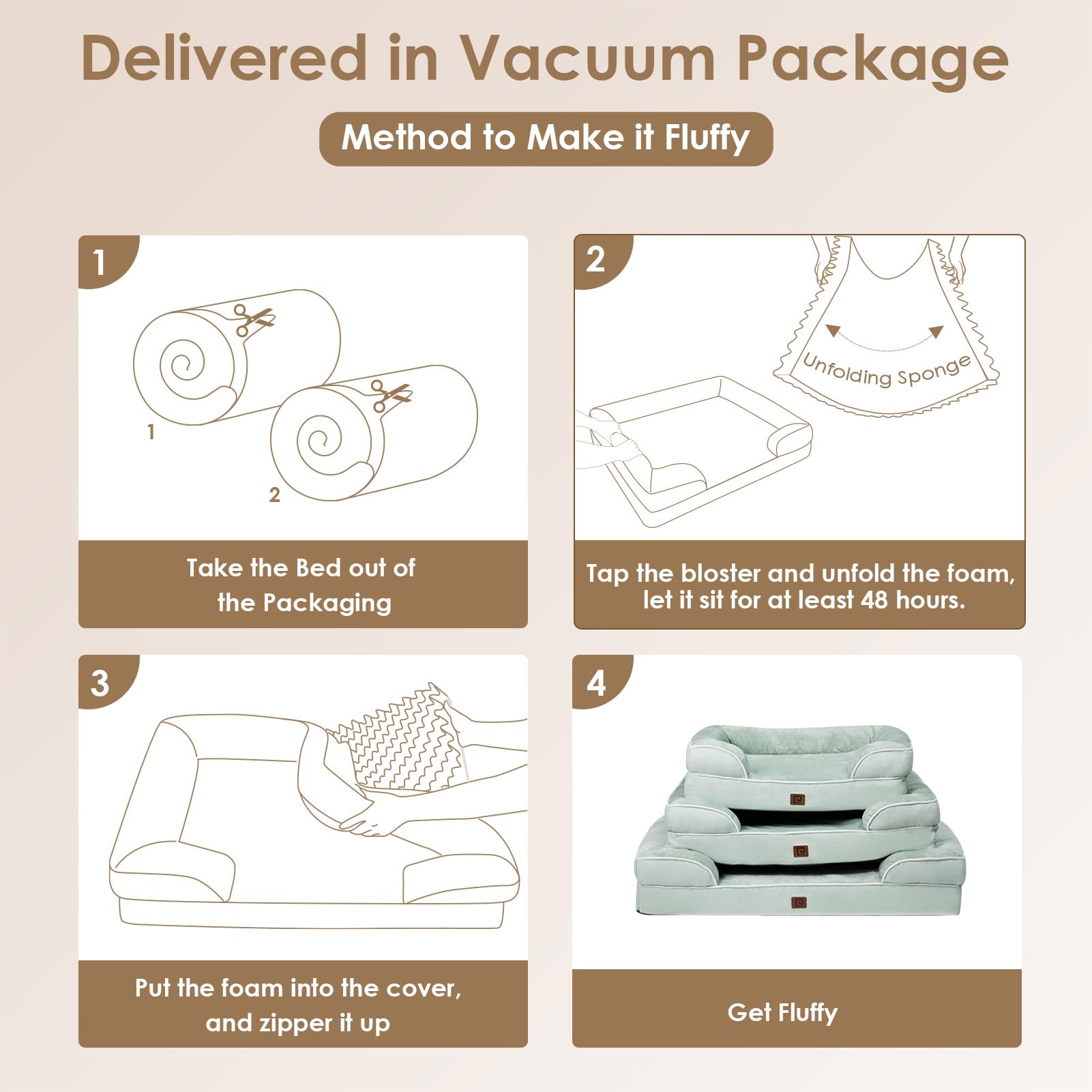 Foto 8 pulgar | Cama Ortopédica Para Perros Eheyciga, Impermeable, Viscoelástica, Xl, Color Salvia - Venta Internacional.