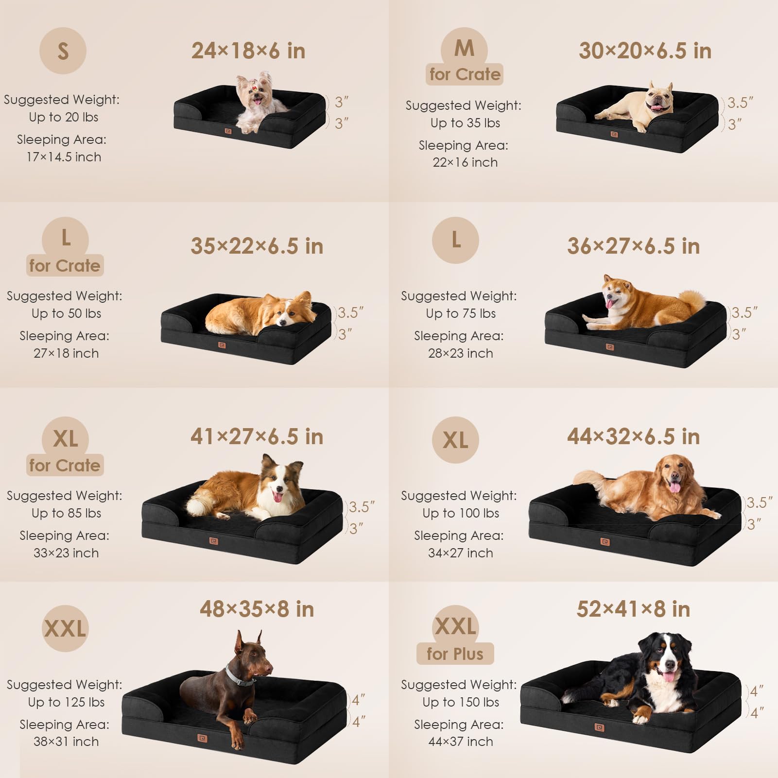 Foto 3 pulgar | Cama Ortopédica Para Perros Eheyciga, Impermeable, De Espuma Viscoelástica, Pequeña, Negra - Venta Internacional.
