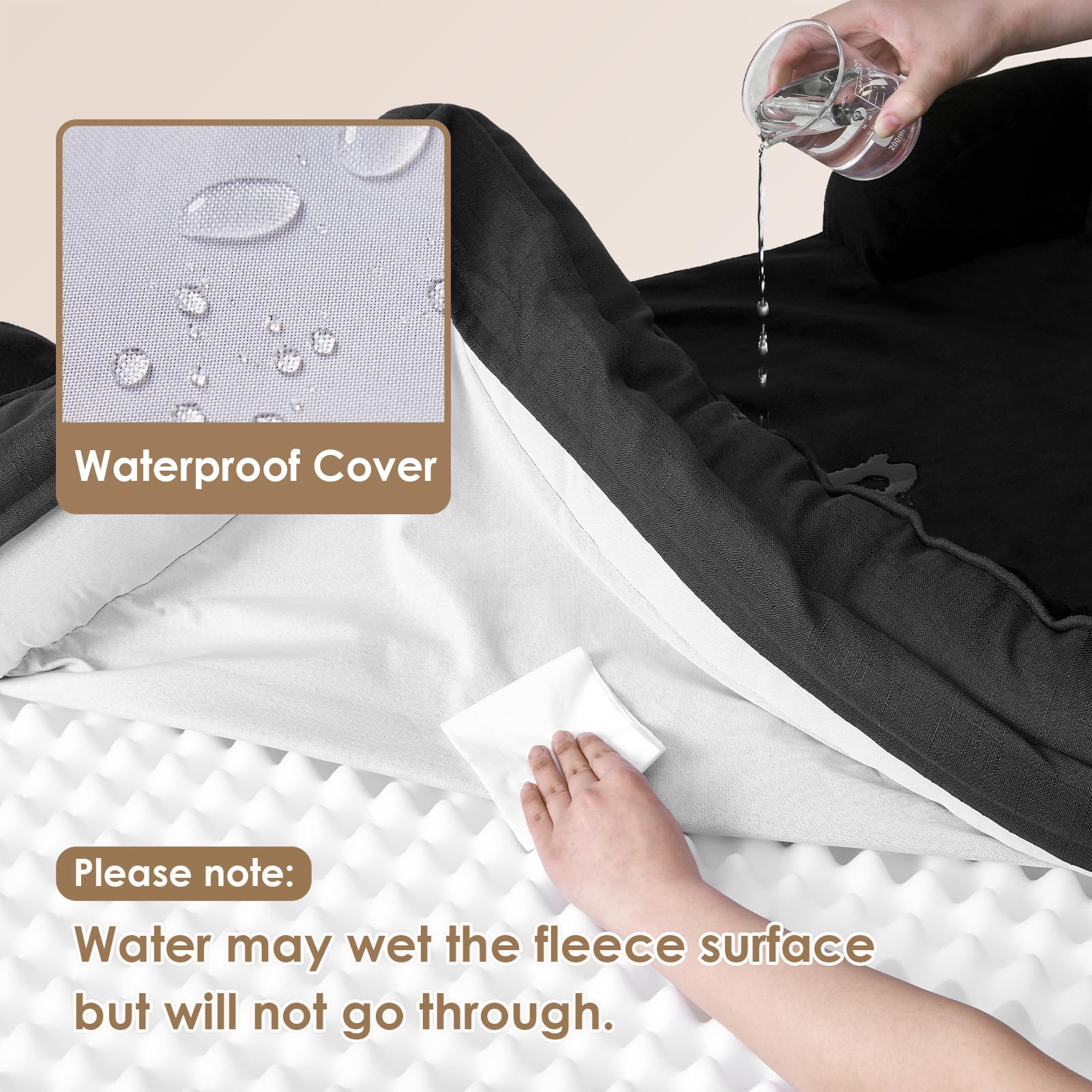 Foto 4 pulgar | Cama Ortopédica Para Perros Eheyciga, Impermeable, De Espuma Viscoelástica, Pequeña, Negra - Venta Internacional.