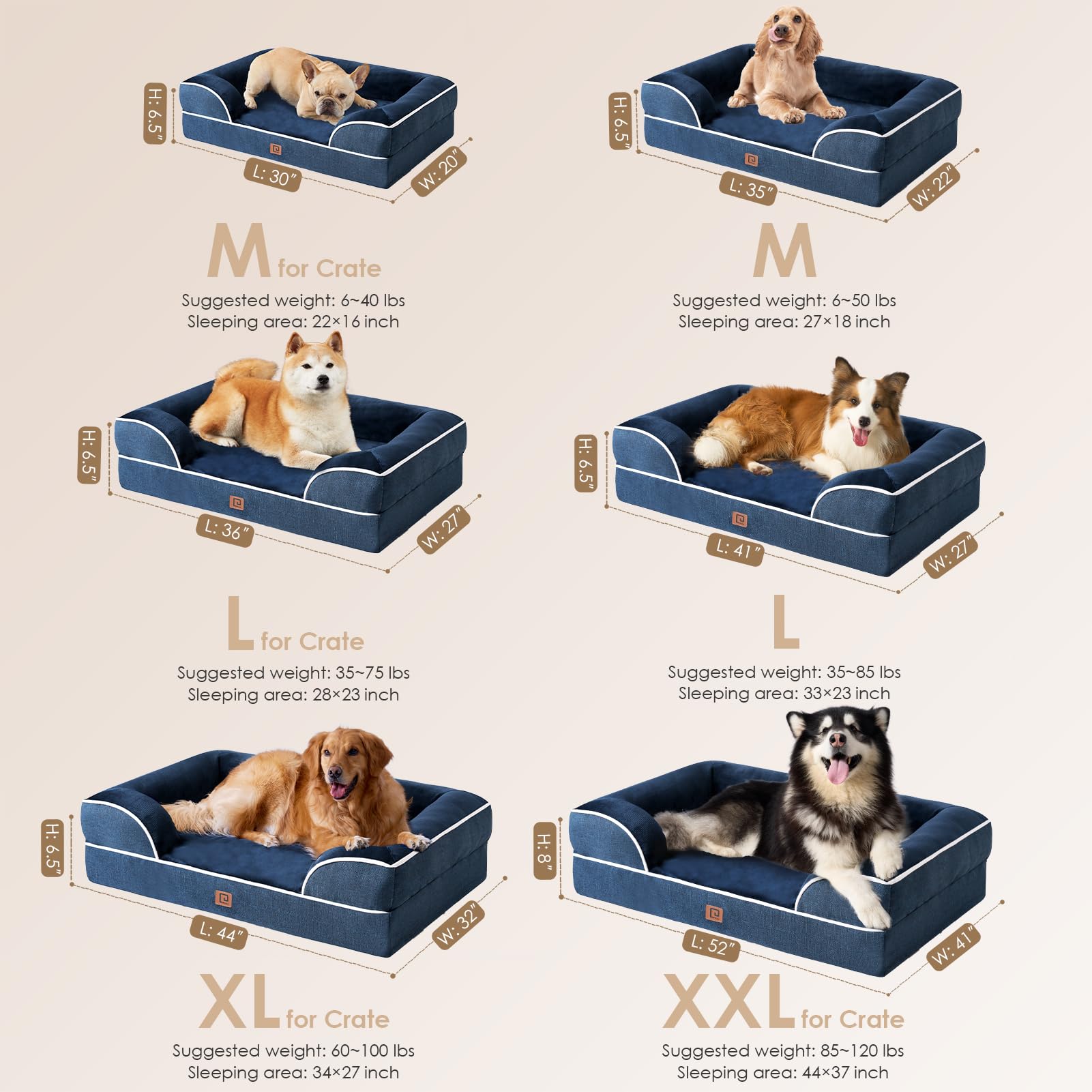 Foto 6 pulgar | Cama Ortopédica Para Perros Eheyciga, Impermeable, Espuma Viscoelástica, Grande - Venta Internacional.
