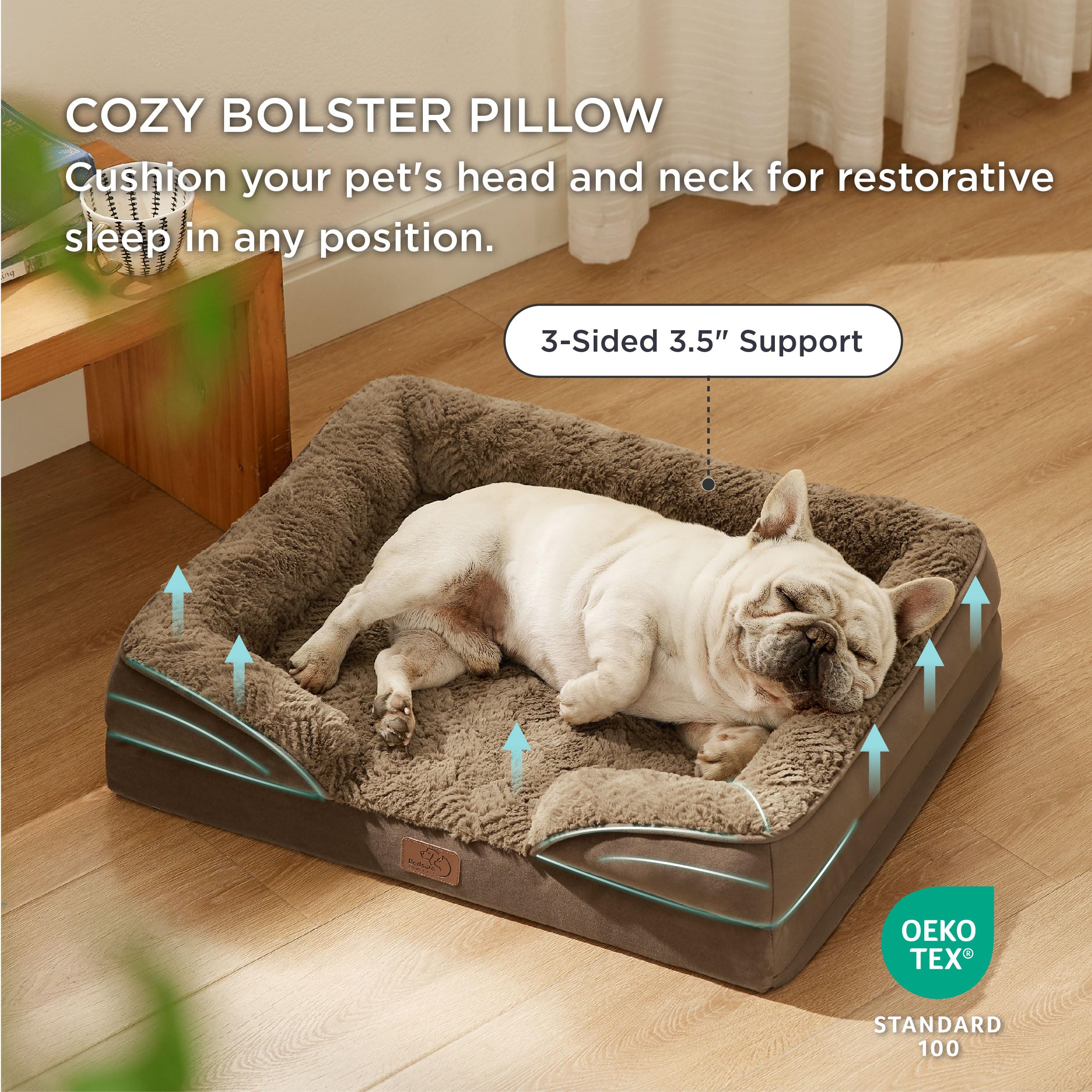 Foto 4 pulgar | Cama Ortopédica Para Perros De Tamaño Mediano Con Felpa, Color Marrón - Venta Internacional.