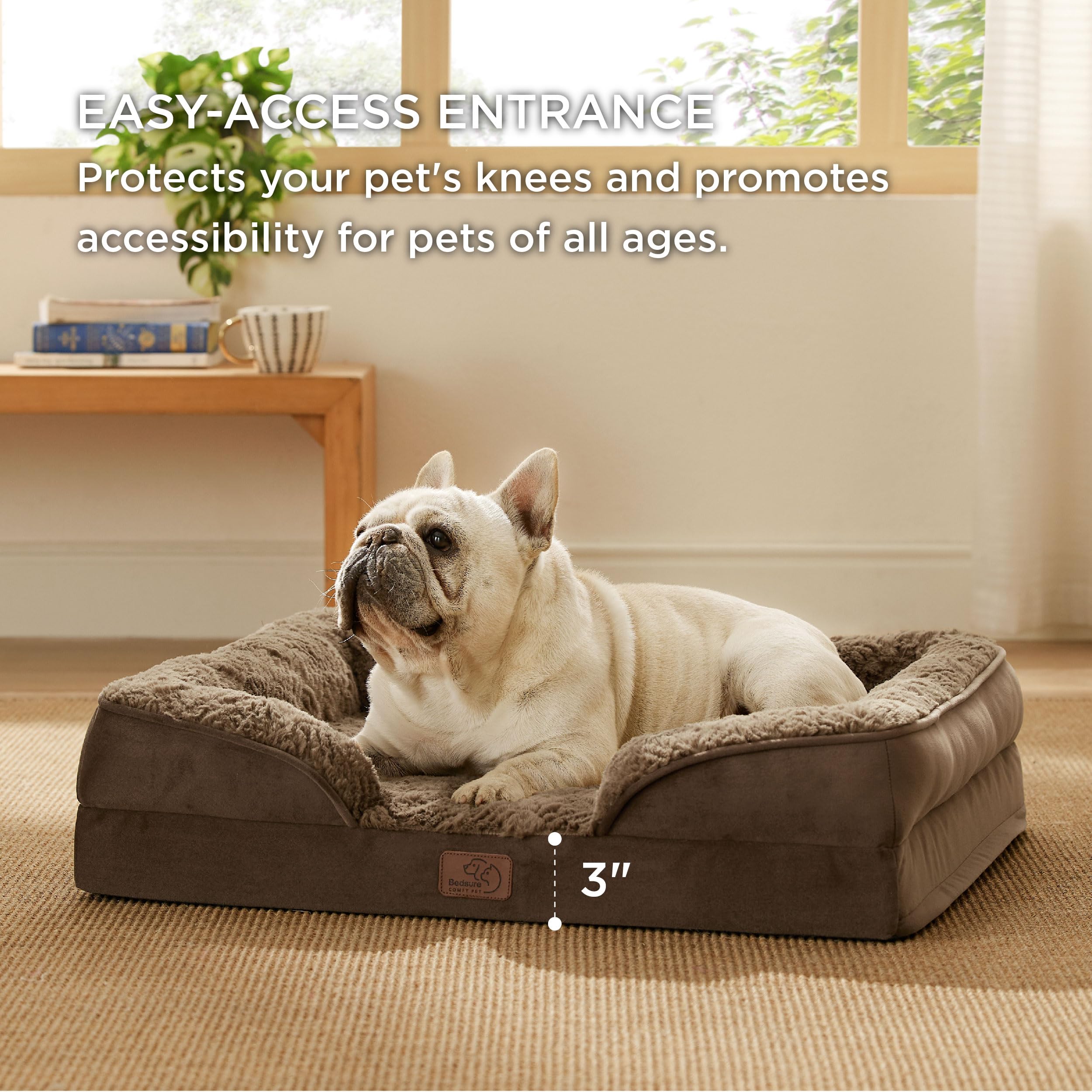 Foto 5 pulgar | Cama Ortopédica Para Perros De Tamaño Mediano Con Felpa, Color Marrón - Venta Internacional.