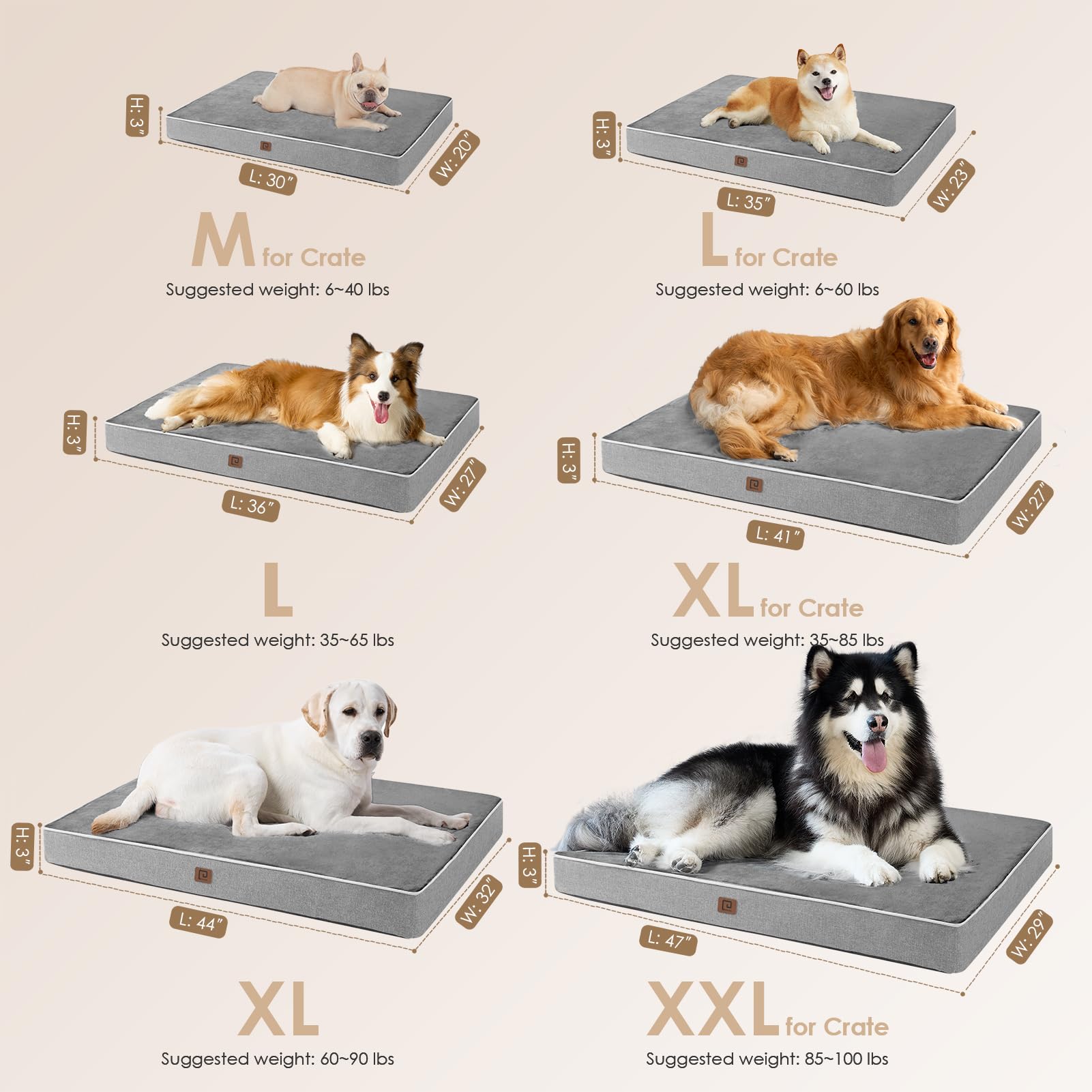 Foto 4 pulgar | Cama Ortopédica De Espuma Viscoelástica Para Perros Eheyciga, Impermeable, Gris, Xl - Venta Internacional.
