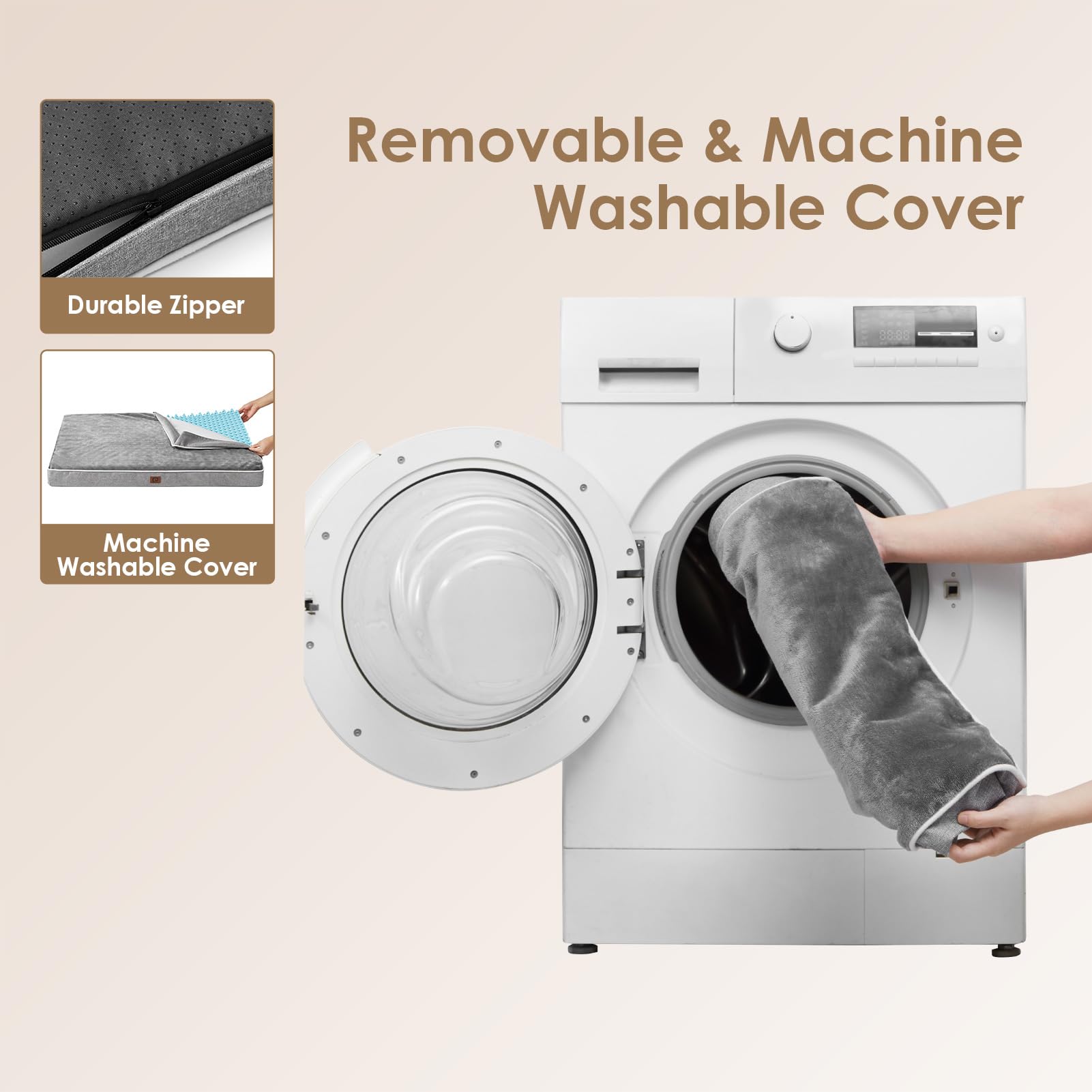 Foto 7 pulgar | Cama Ortopédica De Espuma Viscoelástica Para Perros Eheyciga, Impermeable, Gris, Xl - Venta Internacional.