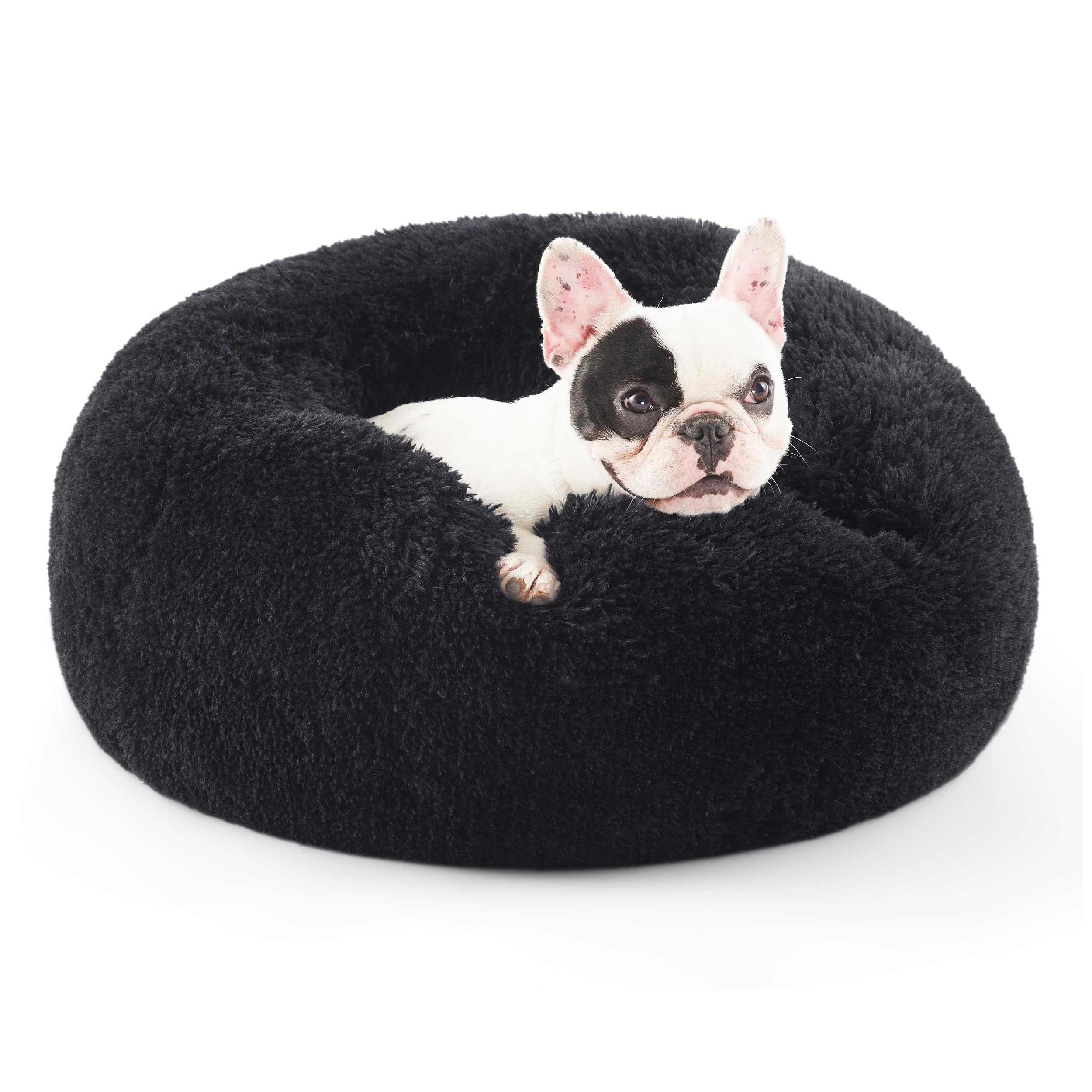 Cama Para Mascotas, Relajante, Para Perros Pequeños, Rosquilla, Lavable, Negra - Venta Internacional.