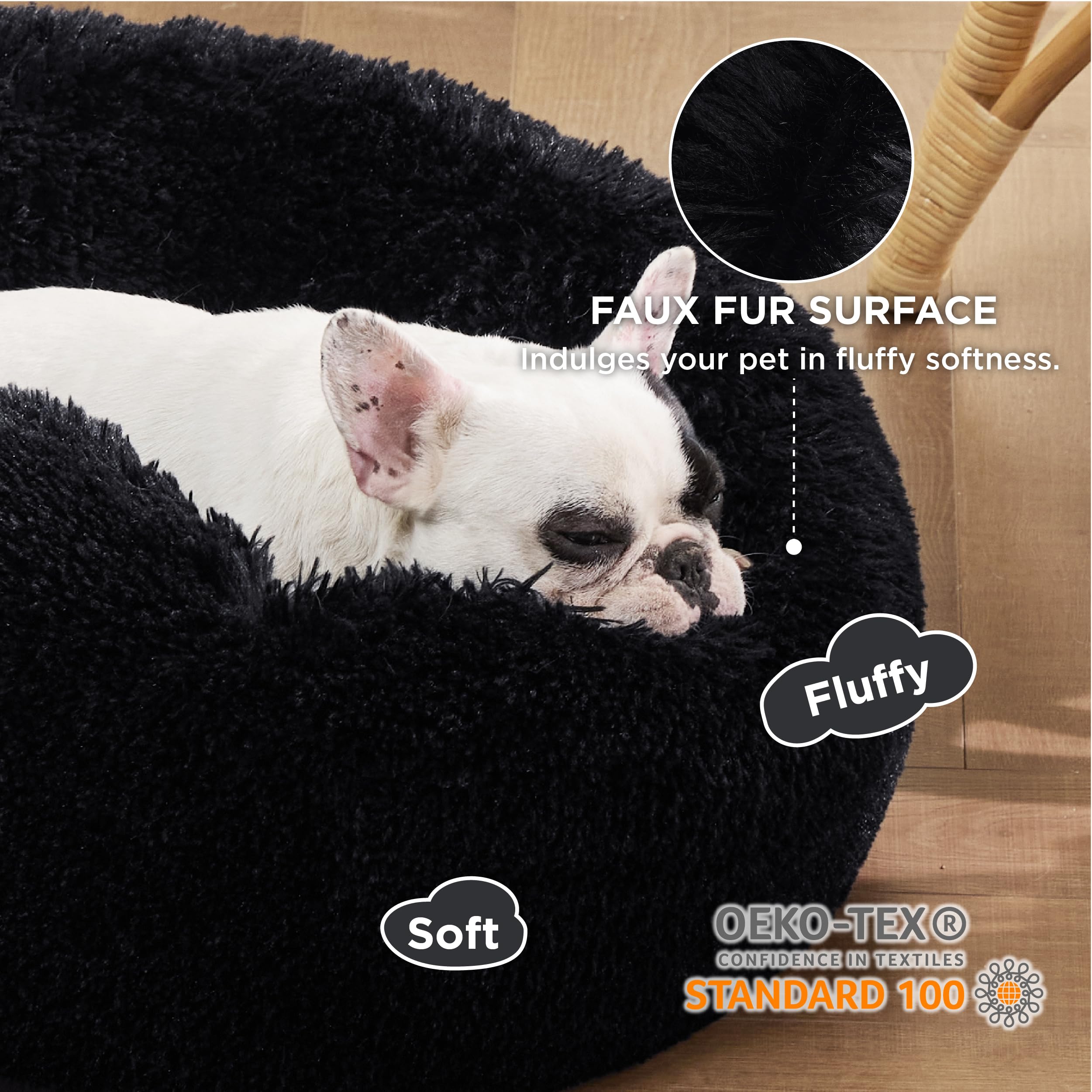 Foto 3 pulgar | Cama Para Mascotas, Relajante, Para Perros Pequeños, Rosquilla, Lavable, Negra - Venta Internacional.