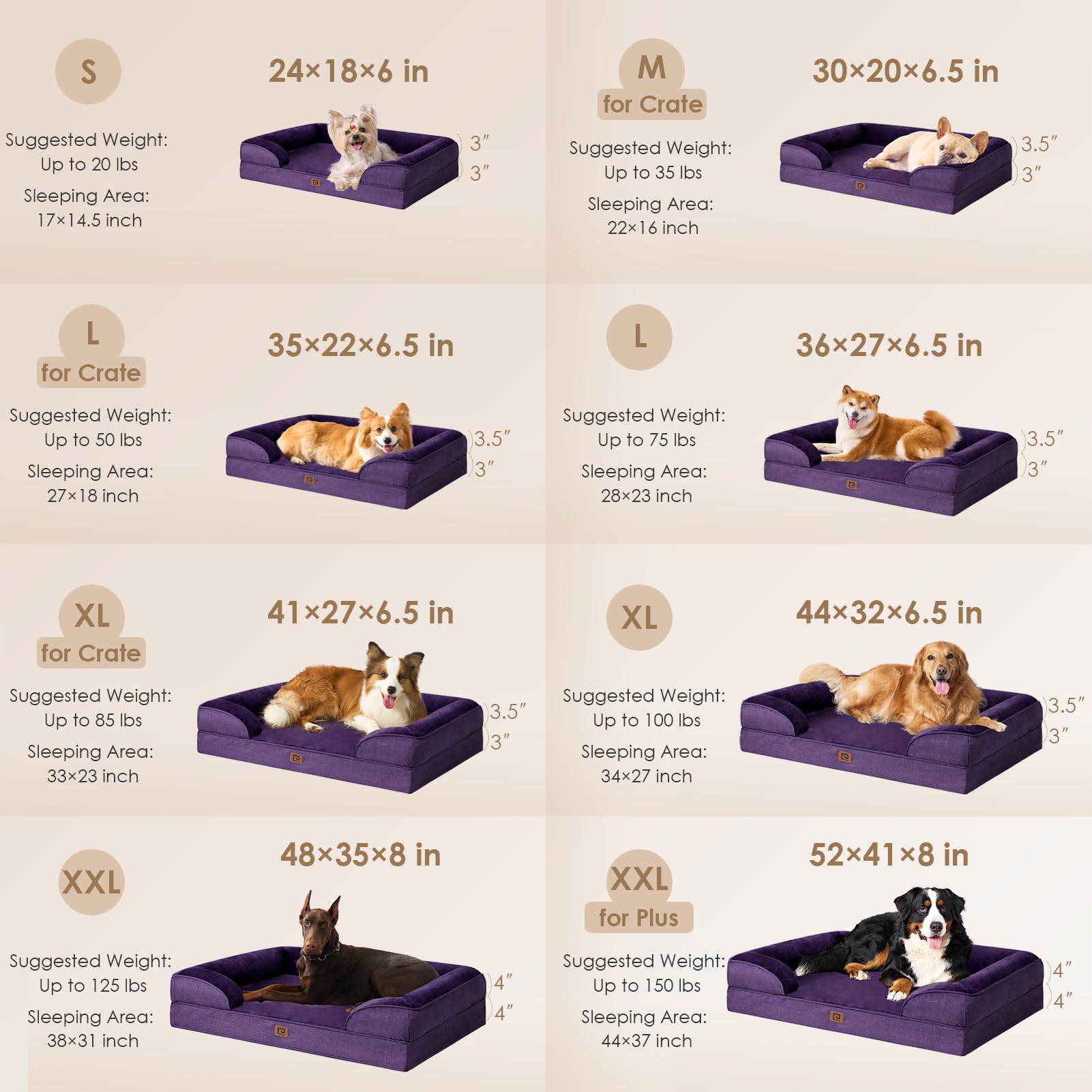 Foto 3 pulgar | Cama Ortopédica para Perros Morado -  Venta Internacional
