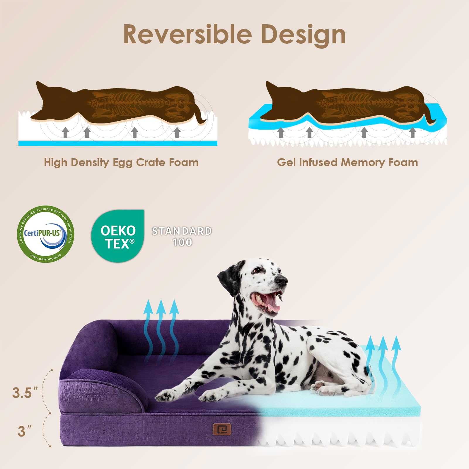 Foto 5 pulgar | Cama Ortopédica para Perros Morado -  Venta Internacional
