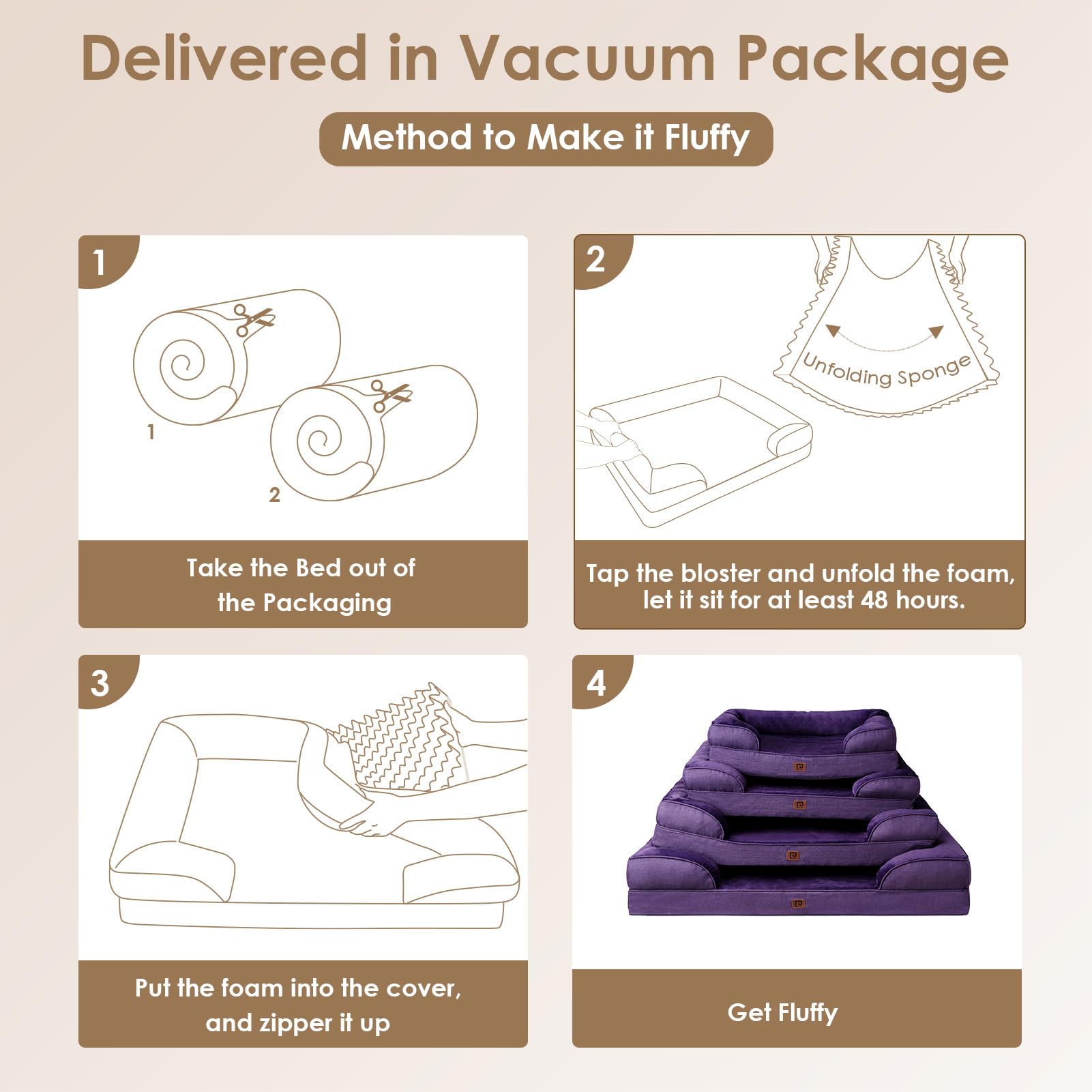 Foto 7 pulgar | Cama Ortopédica para Perros Morado -  Venta Internacional