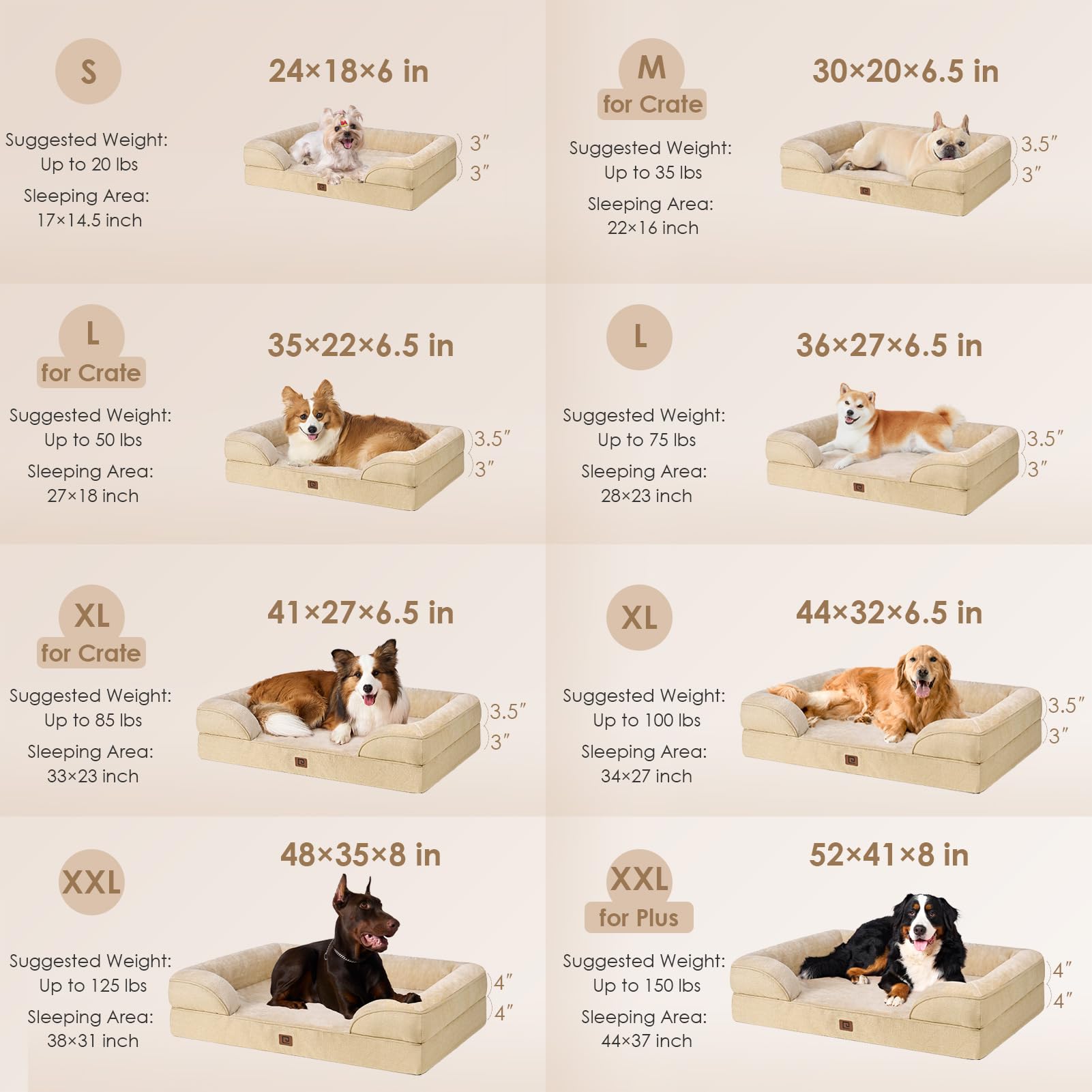 Foto 3 pulgar | Cama Ortopédica Para Perros Eheyciga Impermeable Para Perros Grandes Greige - Venta Internacional.