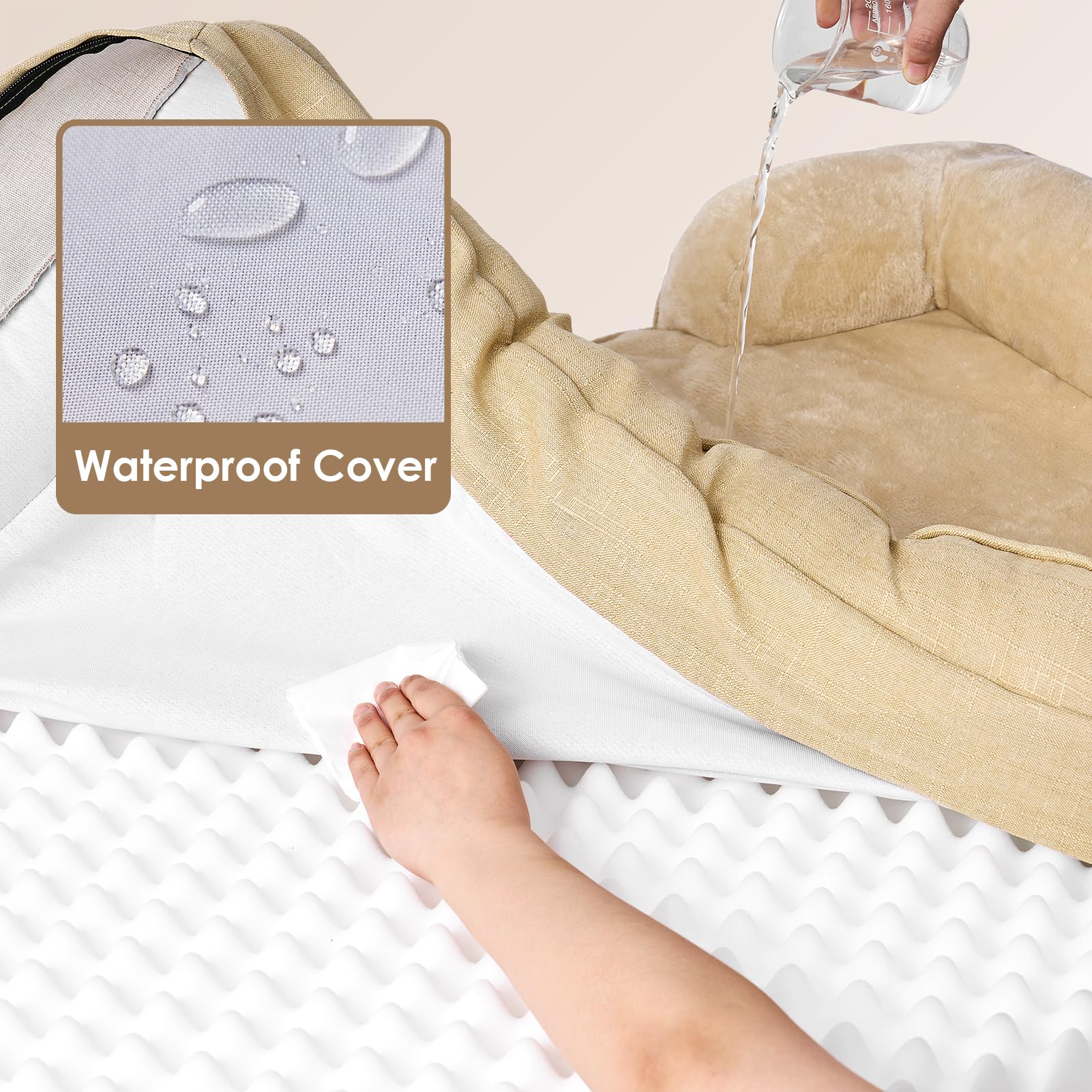 Foto 6 pulgar | Cama Ortopédica Para Perros Eheyciga Impermeable Para Perros Grandes Greige - Venta Internacional.