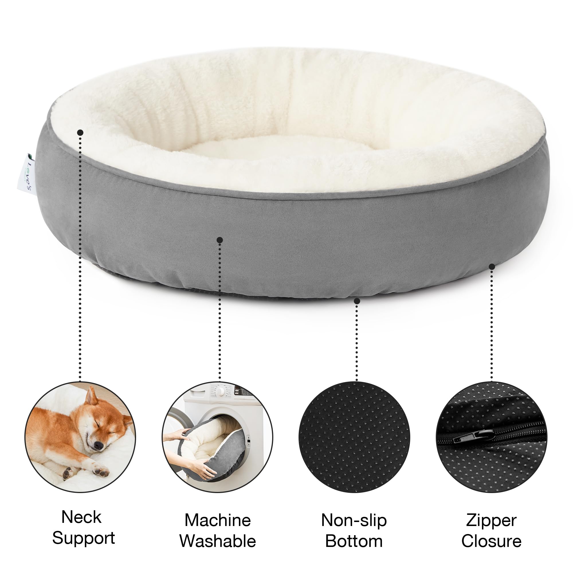 Foto 3 pulgar | Cojín Redondo Con Forma De Rosquilla Pet Bed Love's Cabin Para Perros Pequeños O Medianos - Venta Internacional.