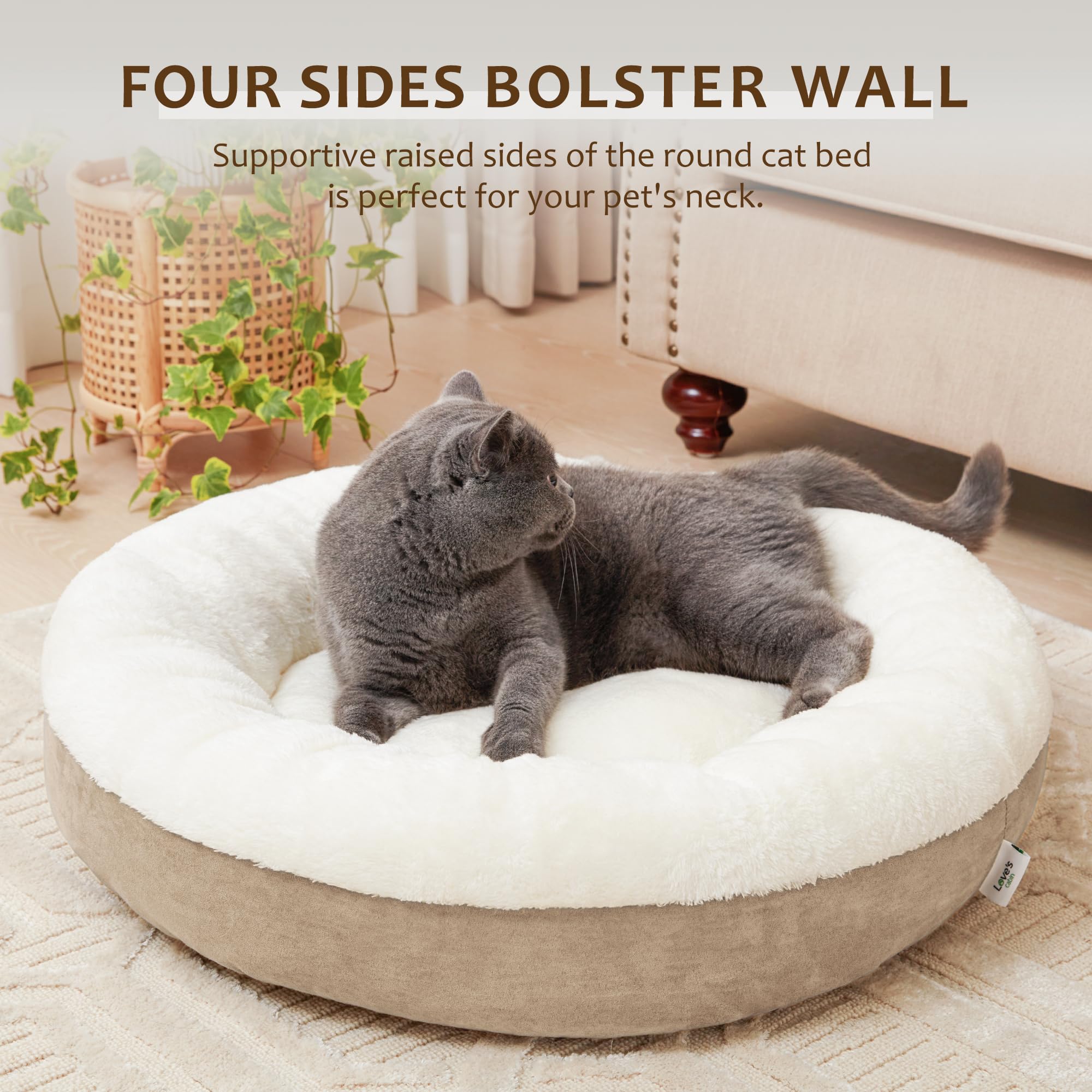 Foto 3 | Pet Bed Love's Cabin Round Donut De 20 Pulgadas Para Gatos O Perros Pequeños - Venta Internacional.