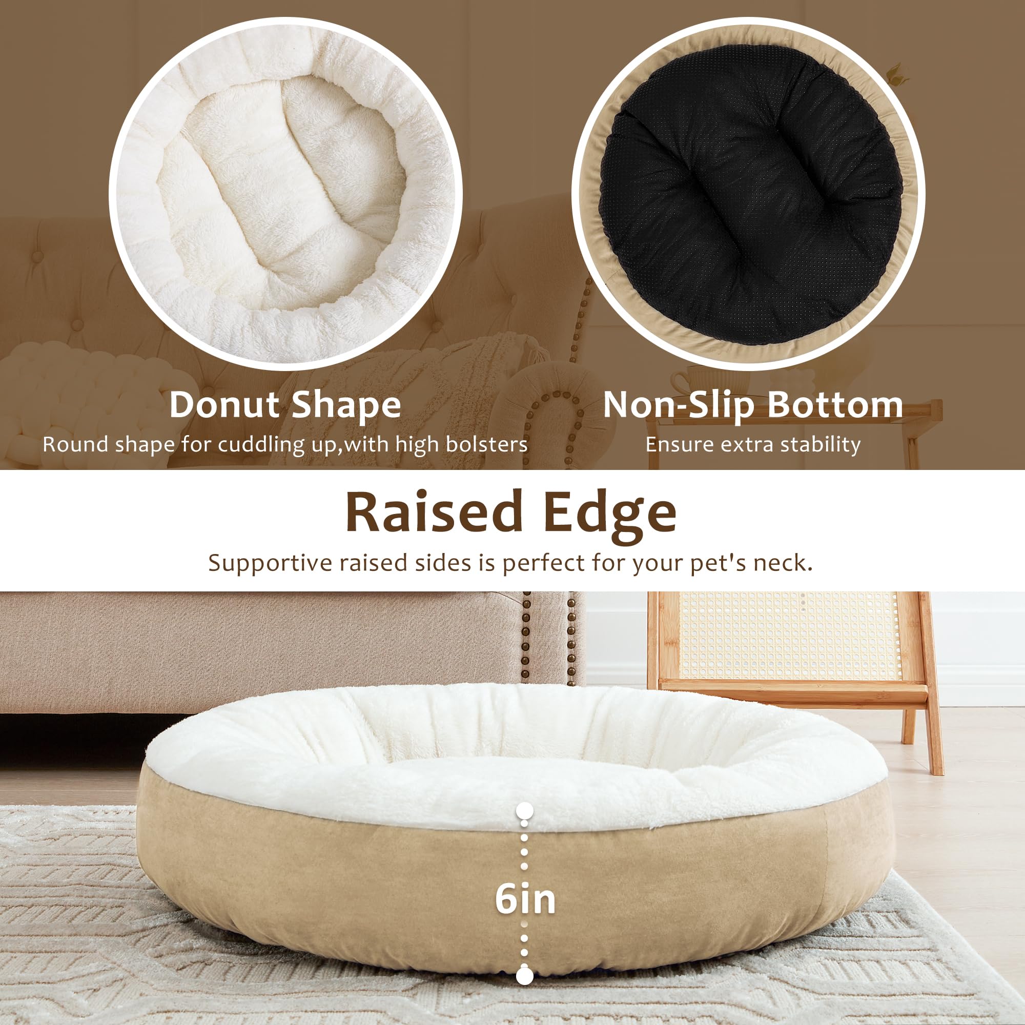 Foto 4 | Pet Bed Love's Cabin Round Donut De 20 Pulgadas Para Gatos O Perros Pequeños - Venta Internacional.