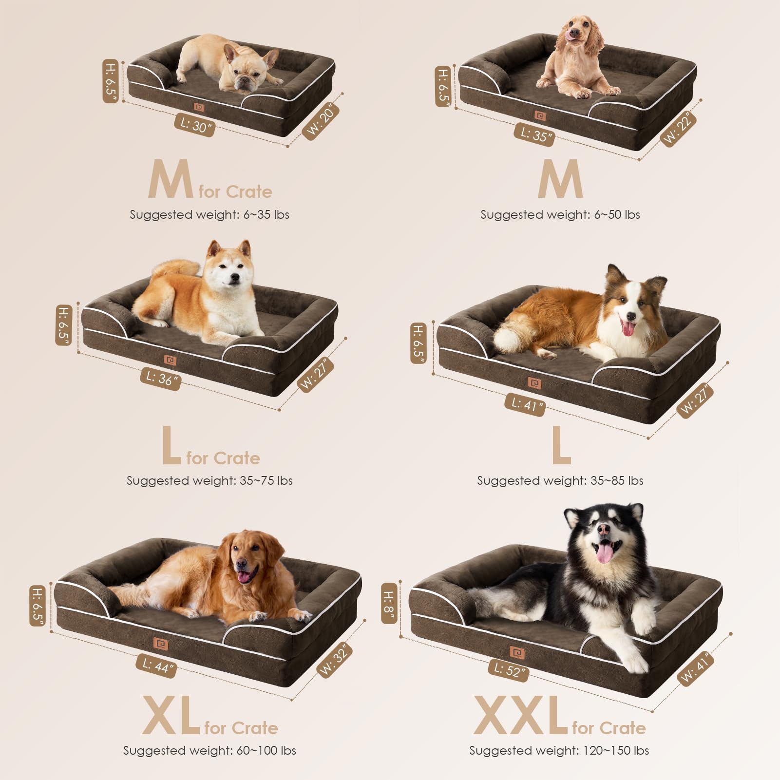 Foto 6 pulgar | Cama Ortopédica Para Perros Eheyciga, Espuma Viscoelástica Impermeable Para Perros Medianos - Venta Internacional.