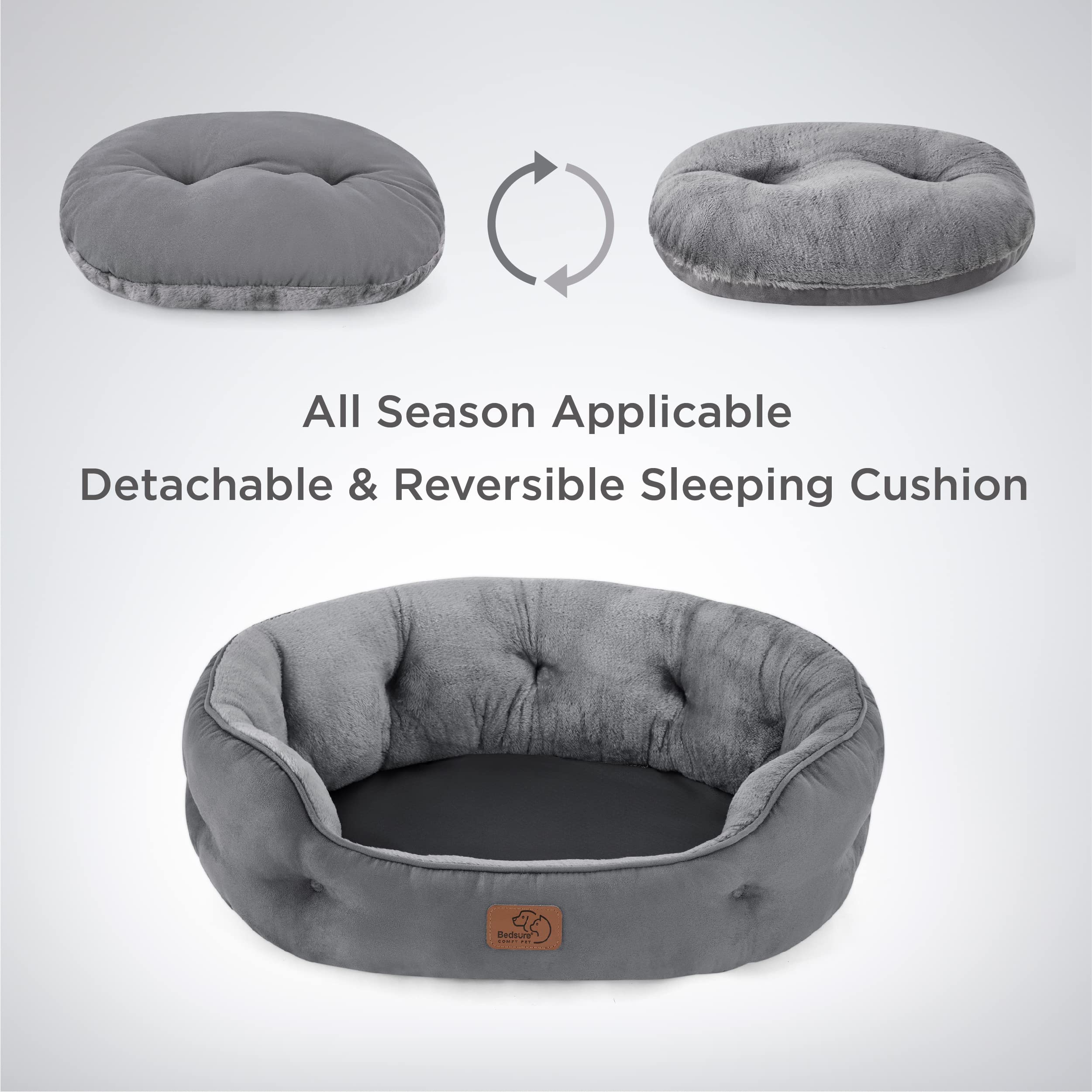 Foto 6 pulgar | Cama Redonda Para Perros Y Gatos Pequeños, 63 Cm, Color Gris - Venta Internacional.
