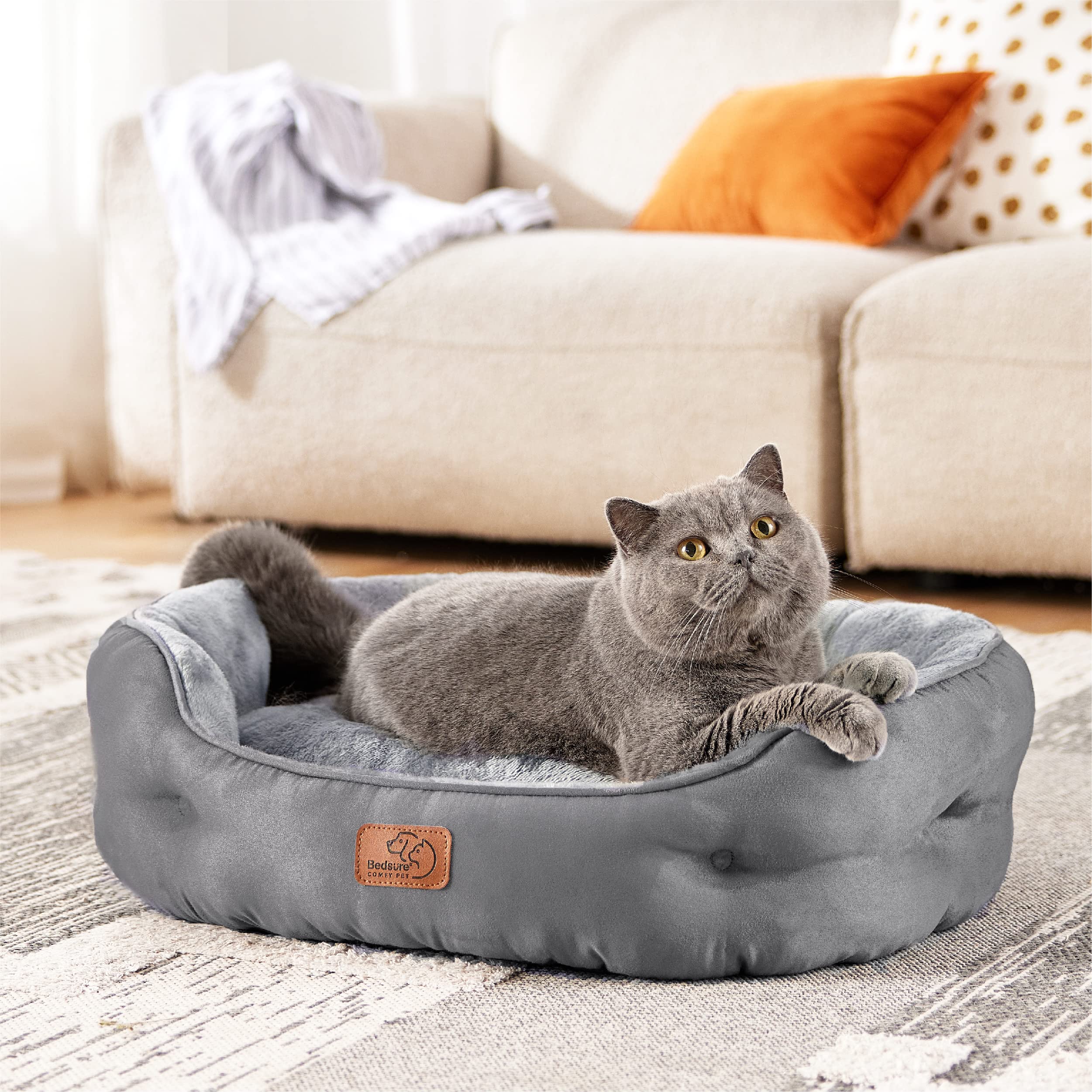 Foto 8 pulgar | Cama Redonda Para Perros Y Gatos Pequeños, 63 Cm, Color Gris - Venta Internacional.