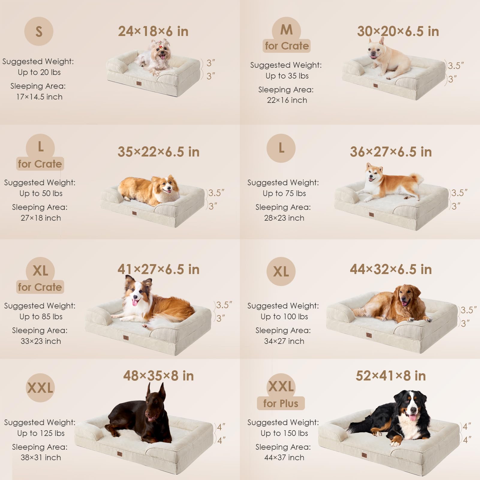 Foto 3 pulgar | Cama Ortopédica Eheyciga Para Perros Pequeños, Viscoelástica, Color Beige - Venta Internacional.