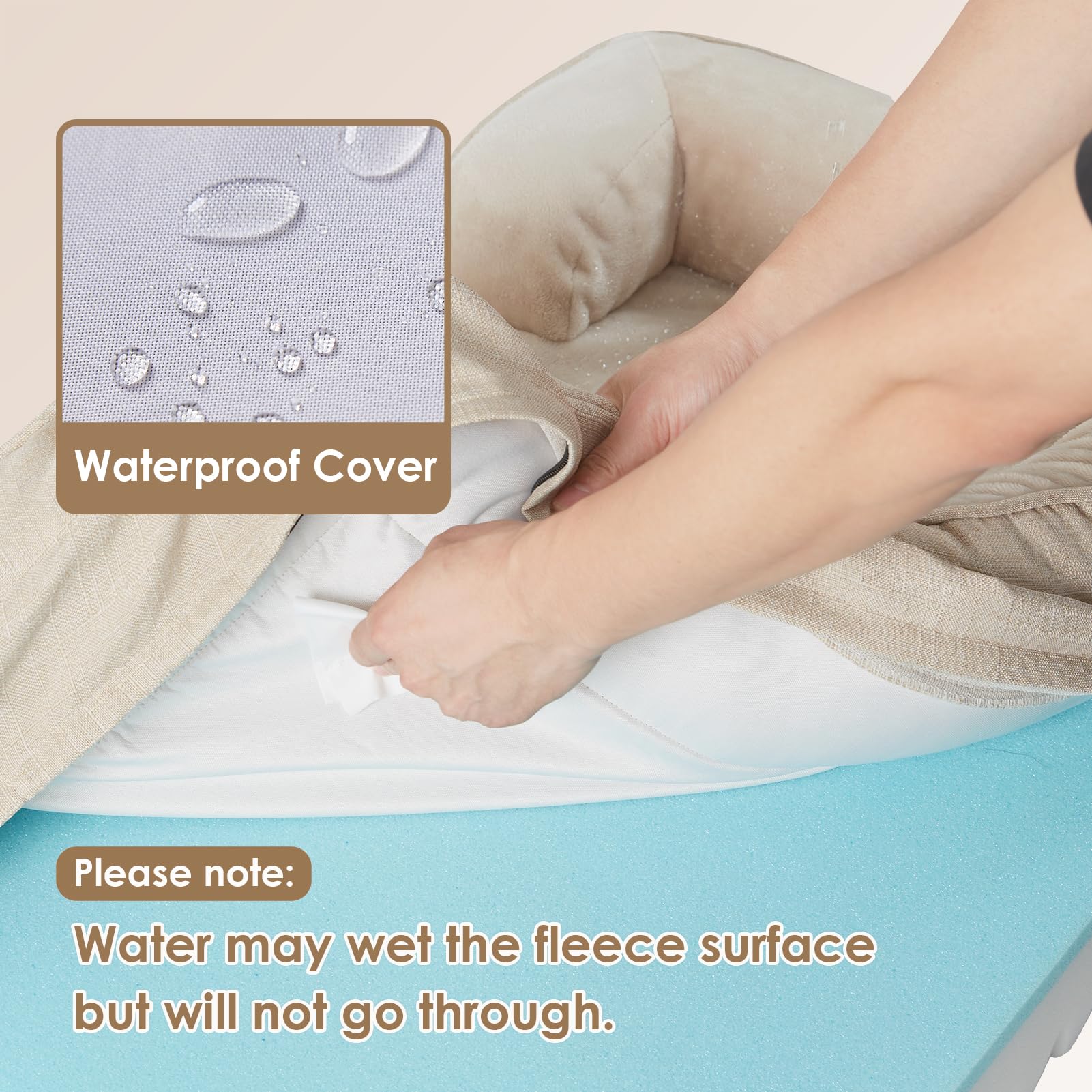 Foto 4 pulgar | Cama Ortopédica Eheyciga Para Perros Pequeños, Viscoelástica, Color Beige - Venta Internacional.