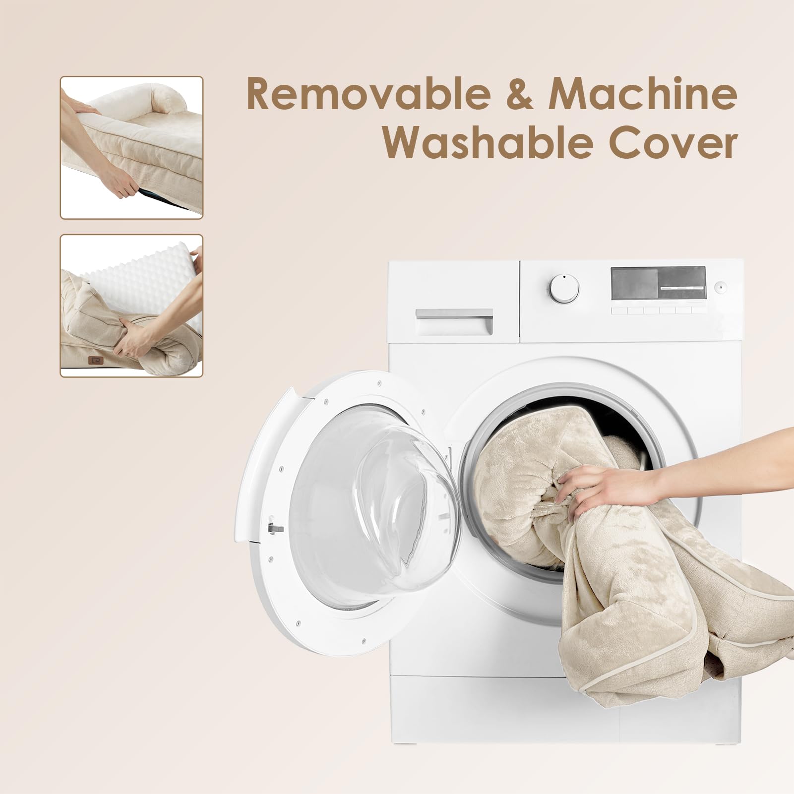 Foto 7 pulgar | Cama Ortopédica Eheyciga Para Perros Pequeños, Viscoelástica, Color Beige - Venta Internacional.