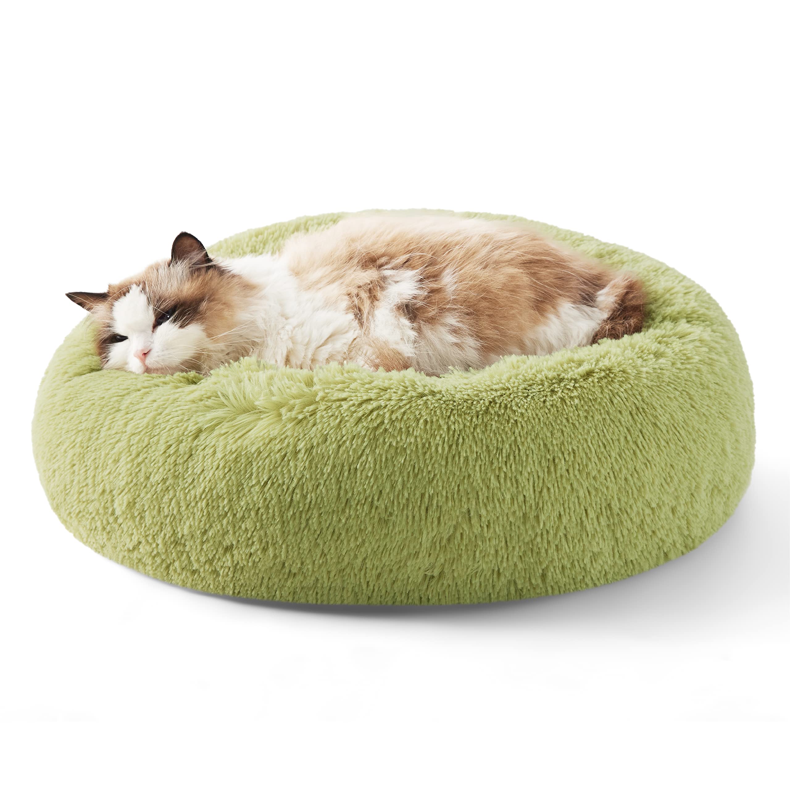 Cama Calmante Para Gatos, Pequeña, Lavable, Redonda, Verde, 7 Kg - Venta Internacional.