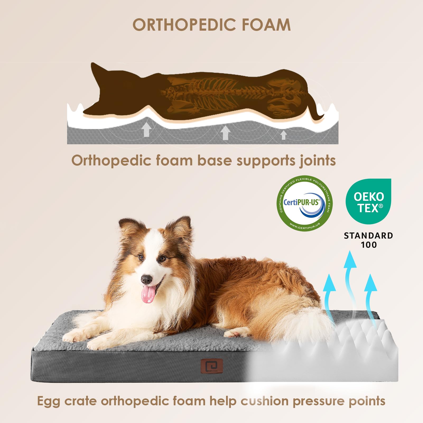 Foto 3 pulgar | Cama Ortopédica Para Perros Grandes Eheyciga Con Funda Extraíble - Venta Internacional.