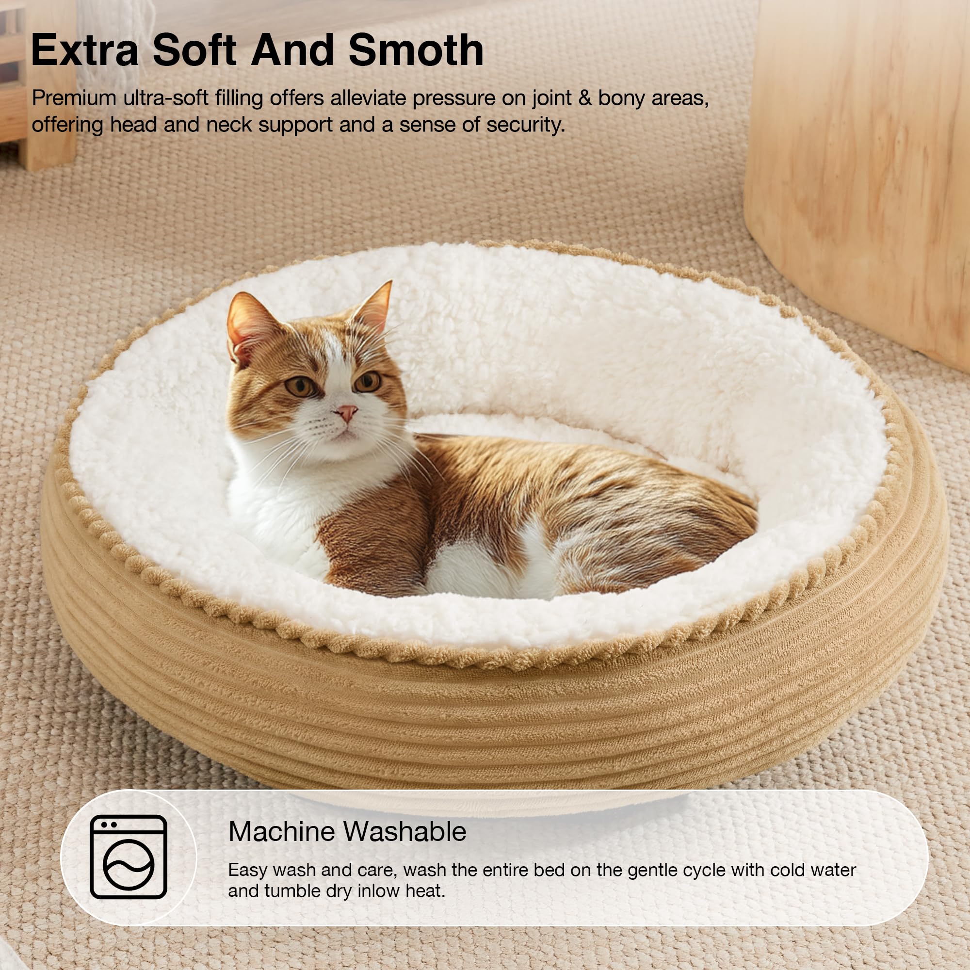 Foto 5 pulgar | Pet Bed Love's Cabin Round Donut Para Gatos Y Perros Pequeños, 20 Pulgadas - Venta Internacional.