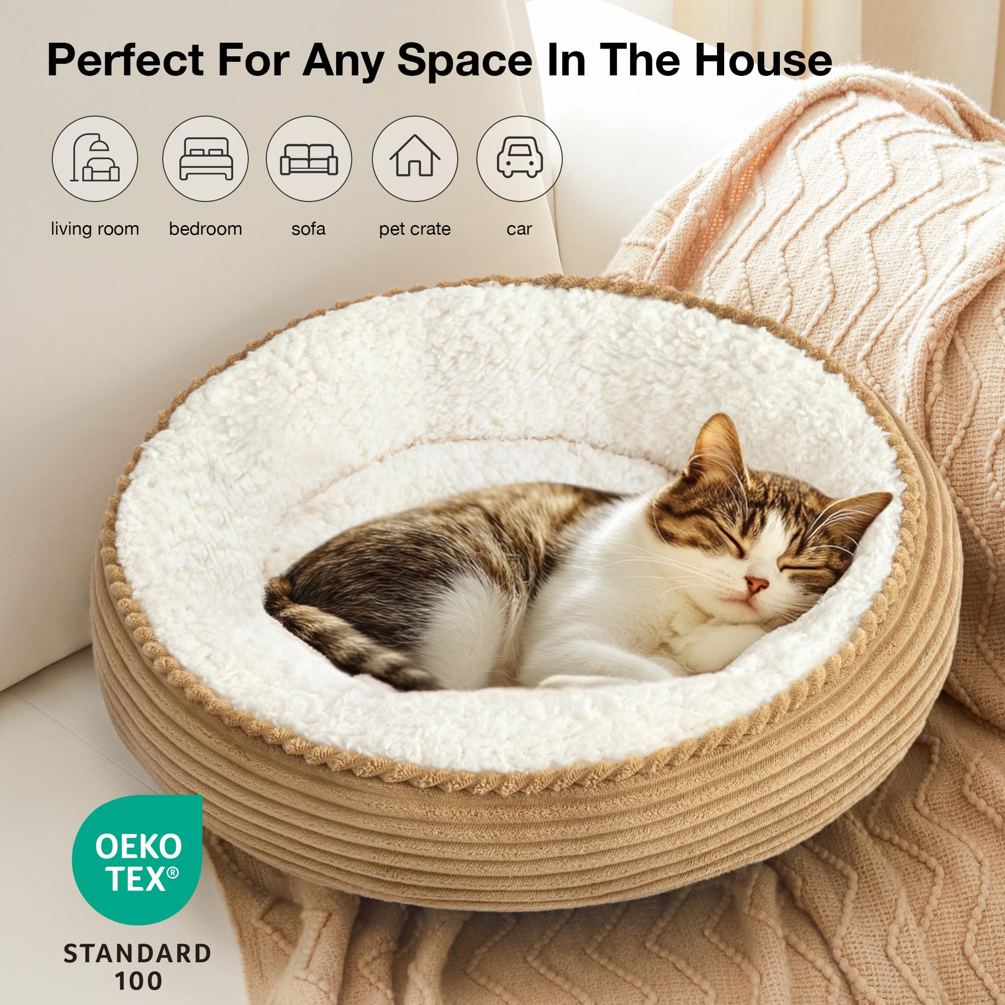 Foto 6 pulgar | Pet Bed Love's Cabin Round Donut Para Gatos Y Perros Pequeños, 20 Pulgadas - Venta Internacional.