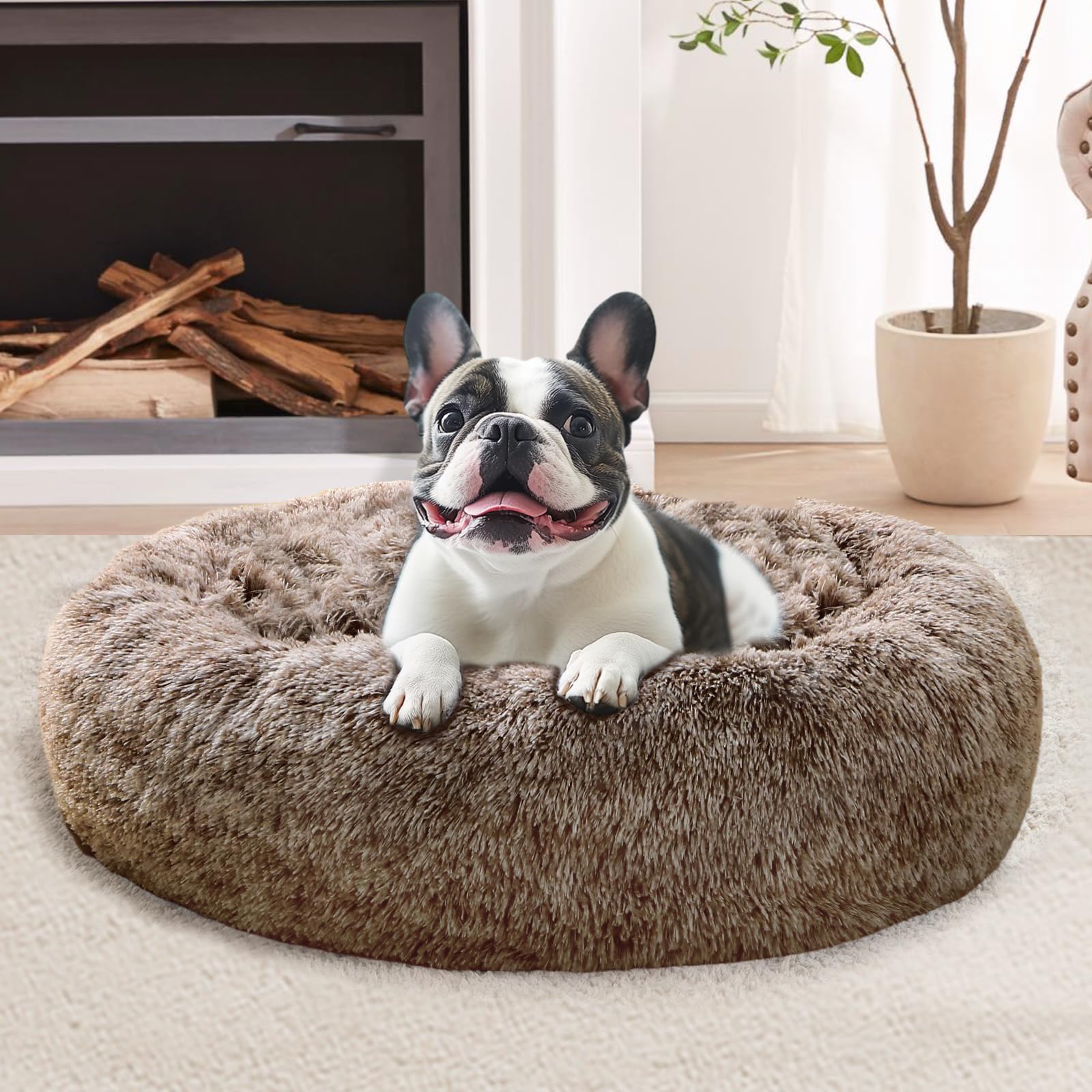 Cama Relajante Para Perros Y Gatos Jollyvogue Para Mascotas Pequeñas, 20 Pulgadas, Marrón - Venta Internacional.