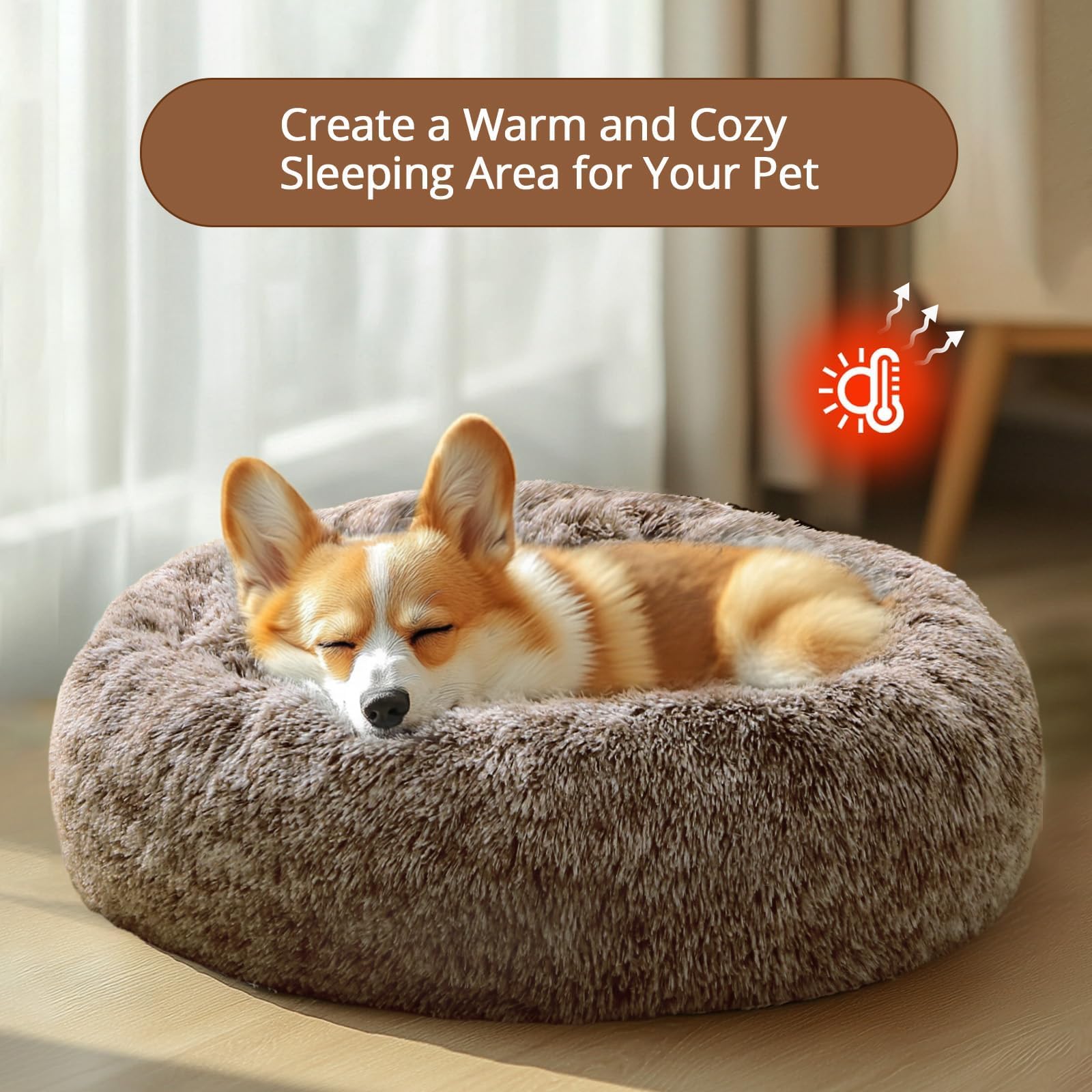 Foto 5 pulgar | Cama Relajante Para Perros Y Gatos Jollyvogue Para Mascotas Pequeñas, 20 Pulgadas, Marrón - Venta Internacional.