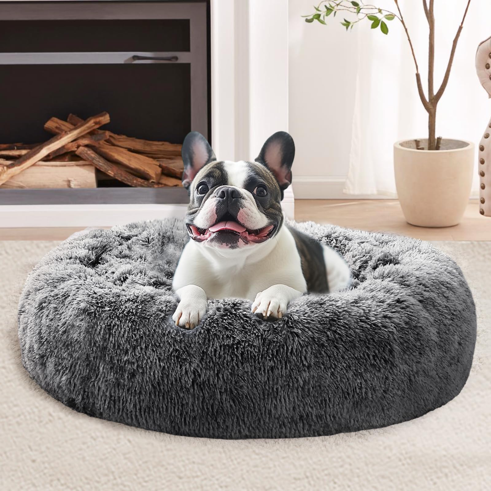 Cama Para Mascotas Jollyvogue, Relajante Y Abrazador De Rosquillas Para Perros Pequeños, 20 Pulgadas - Venta Interna