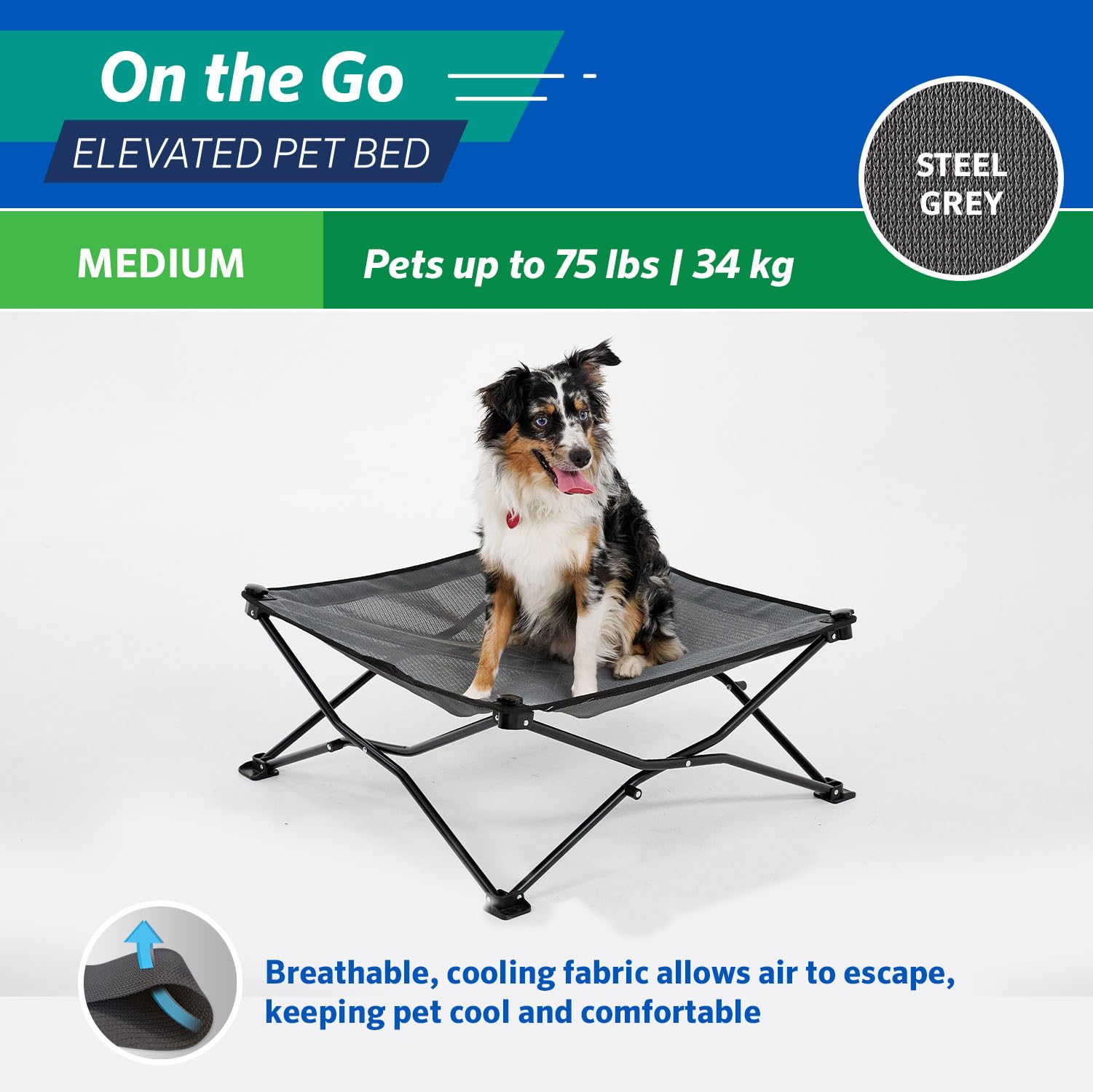 Foto 4 pulgar | Cama Para Mascotas Coolaroo On The Go, Gris Acero, Mediana, Con Bolsa De Transporte - Venta Internacional.