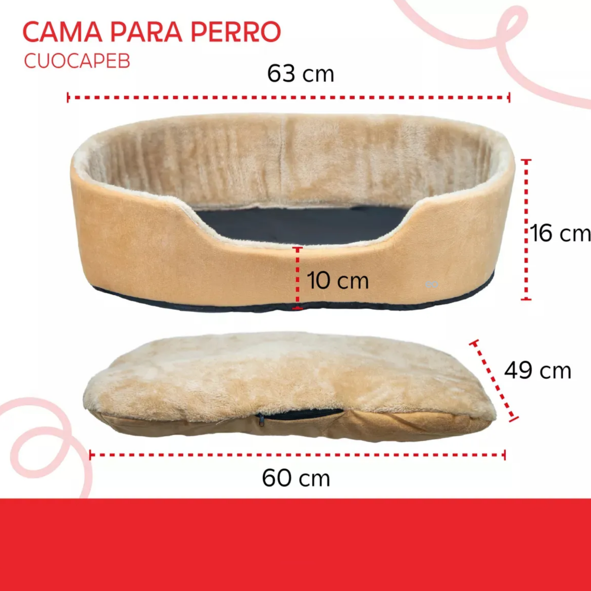 Foto 3 pulgar | Cama Para Perro Mediana Afelpada Eo Safe Imports Esi-18720 Beige