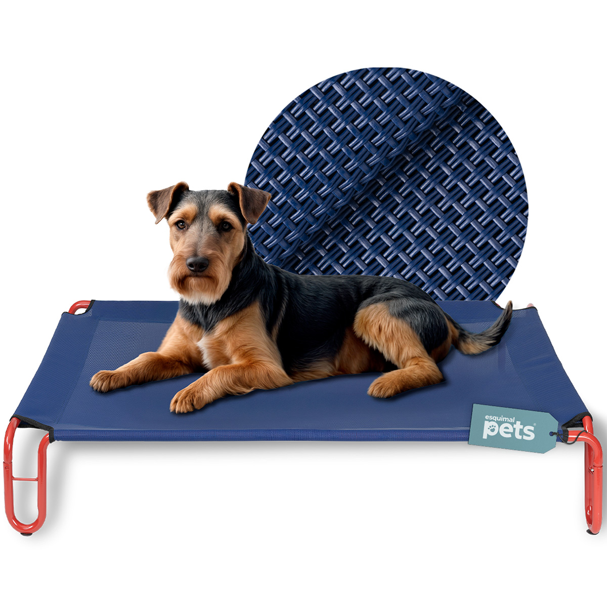 Foto 2 pulgar | Cama Elevada Para Perro, Mascotas Esquimal Chica Azul - Rojo Con Malla Transpirable