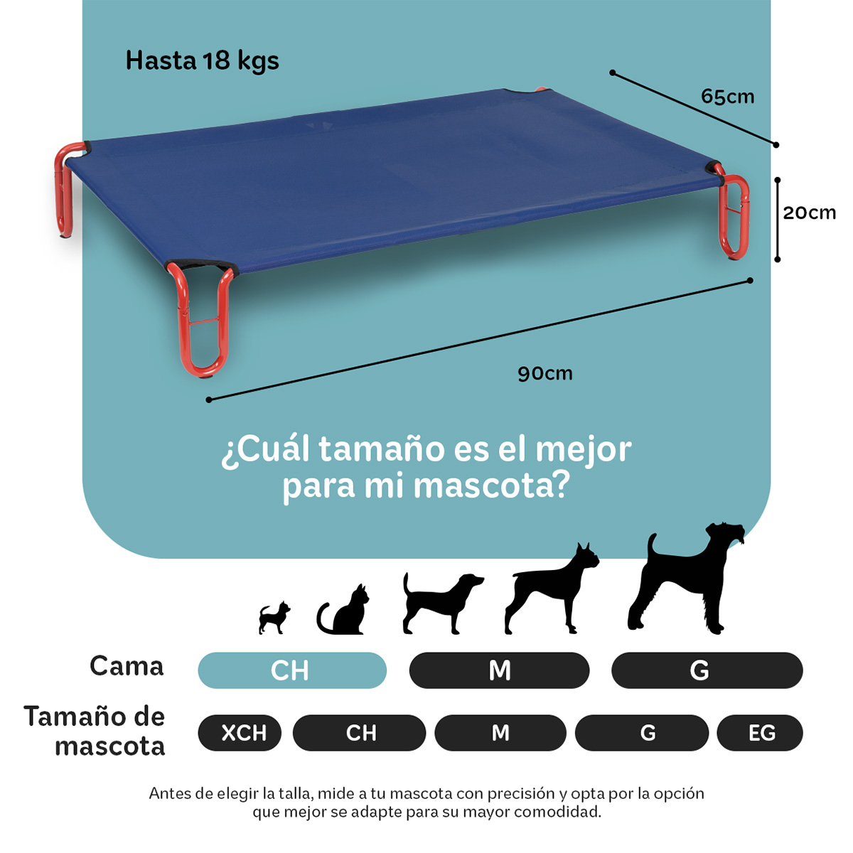 Foto 6 pulgar | Cama Elevada Para Perro, Mascotas Esquimal Chica Azul - Rojo Con Malla Transpirable