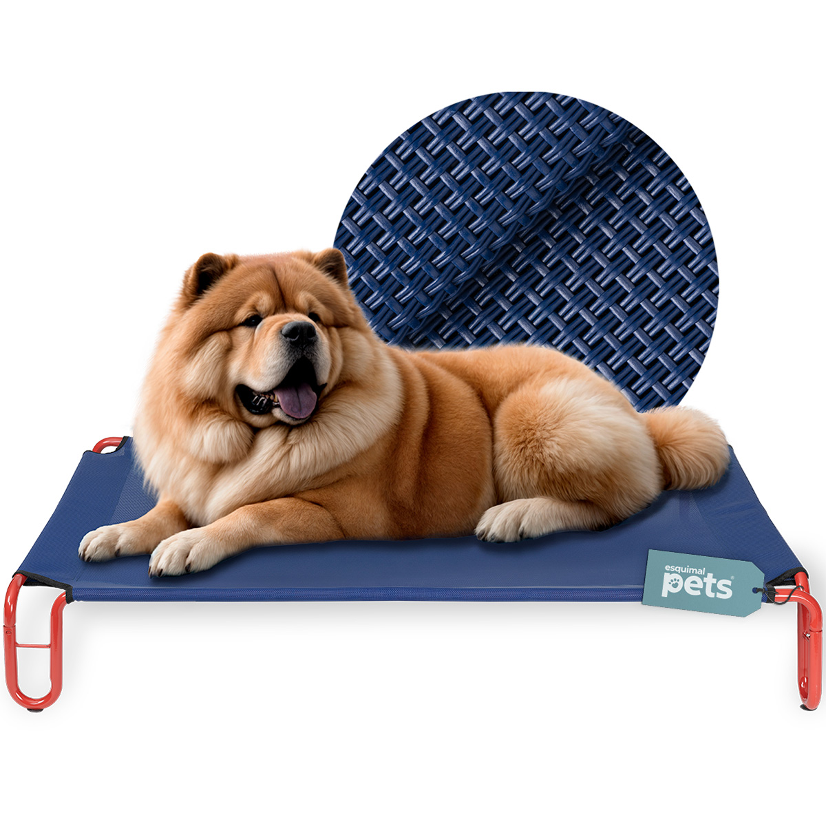 Foto 2 pulgar | Cama Elevada Para Perro, Mascotas Esquimal Mediana Azul - Rojo Con Malla Transpirable