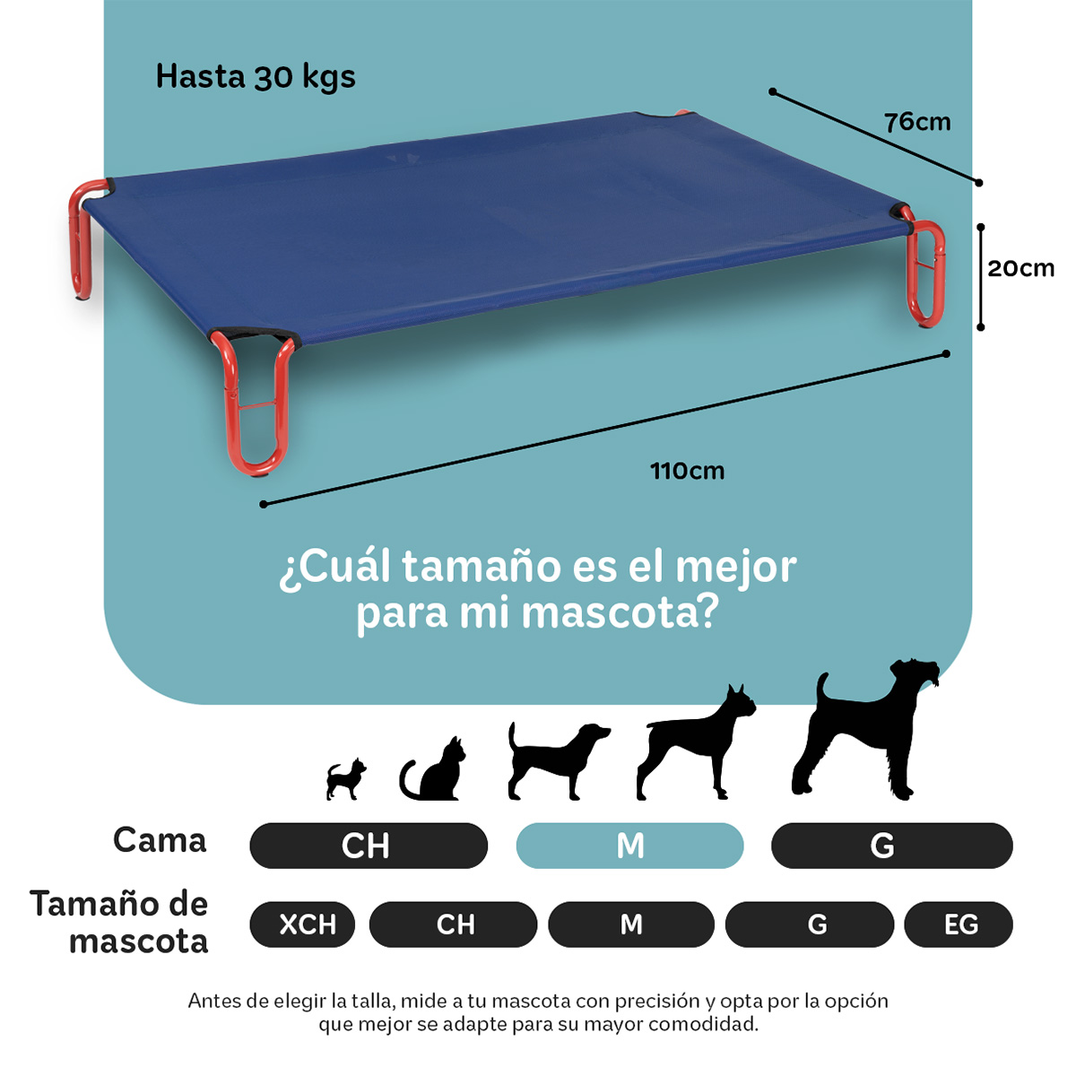 Foto 6 pulgar | Cama Elevada Para Perro, Mascotas Esquimal Mediana Azul - Rojo Con Malla Transpirable