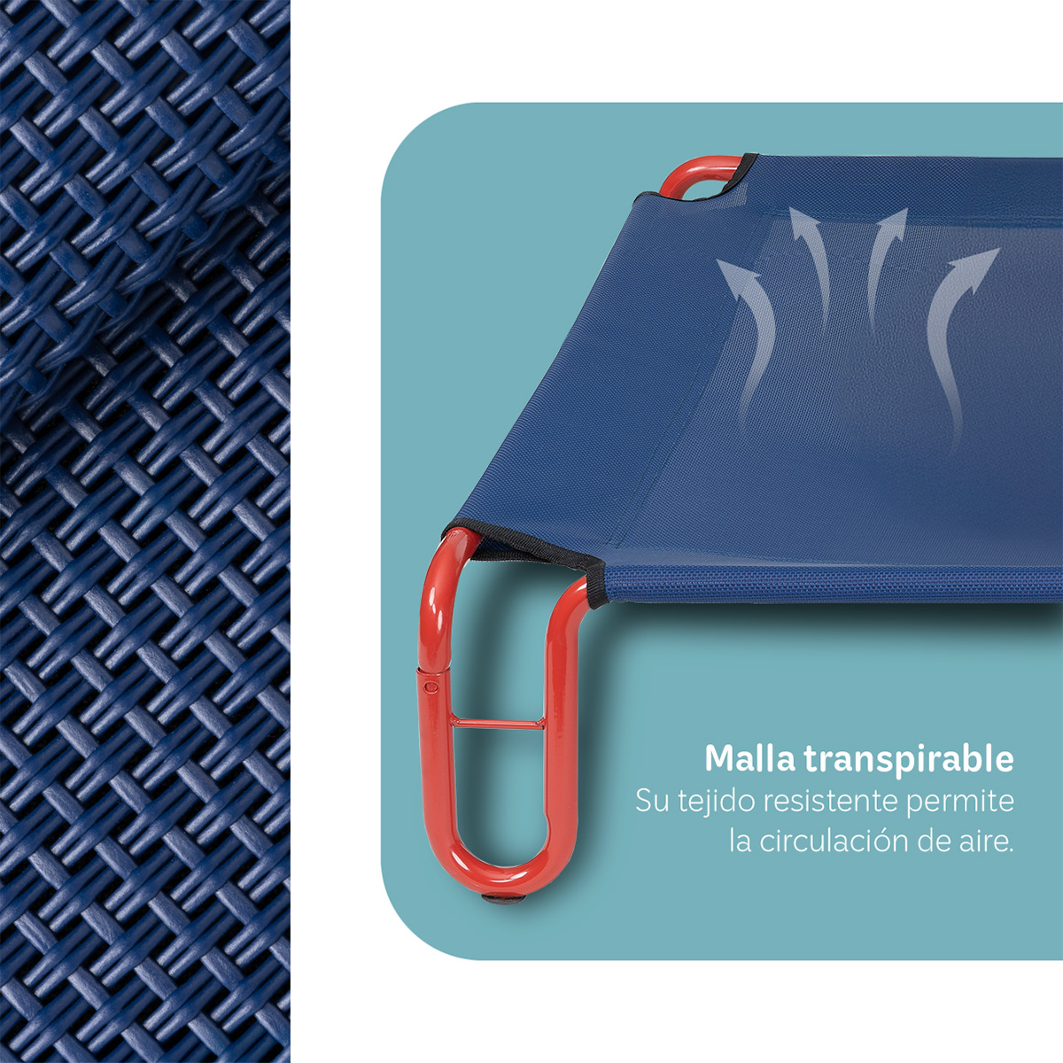 Foto 7 pulgar | Cama Elevada Para Perro, Mascotas Esquimal Mediana Azul - Rojo Con Malla Transpirable
