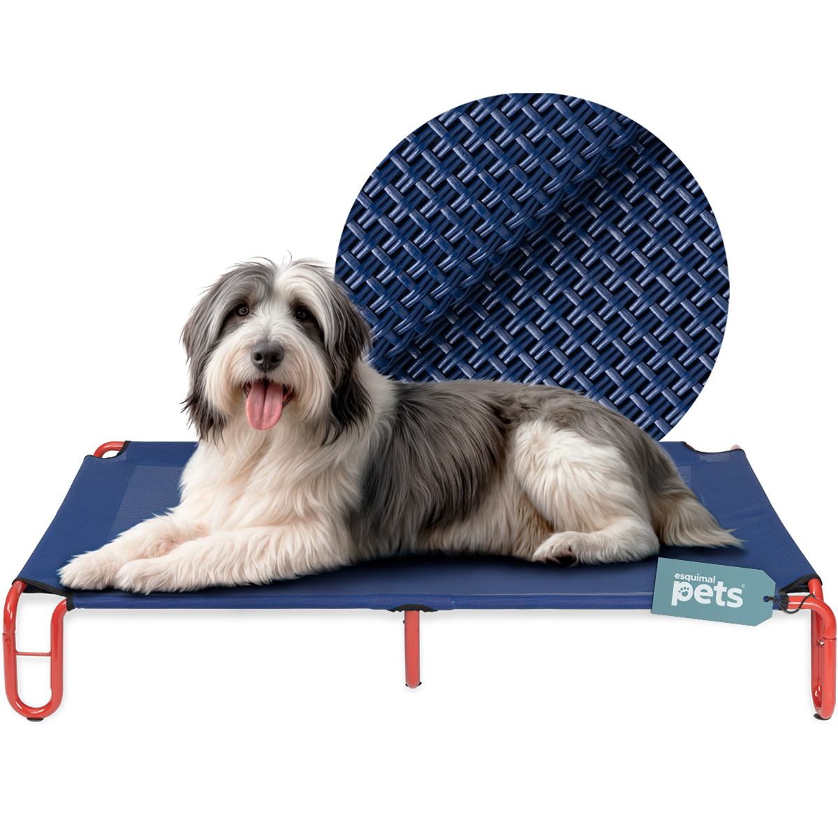 Foto 2 pulgar | Cama Elevada Para Perro, Mascotas Esquimal Grande Azul - Rojo Con Malla Transpirable