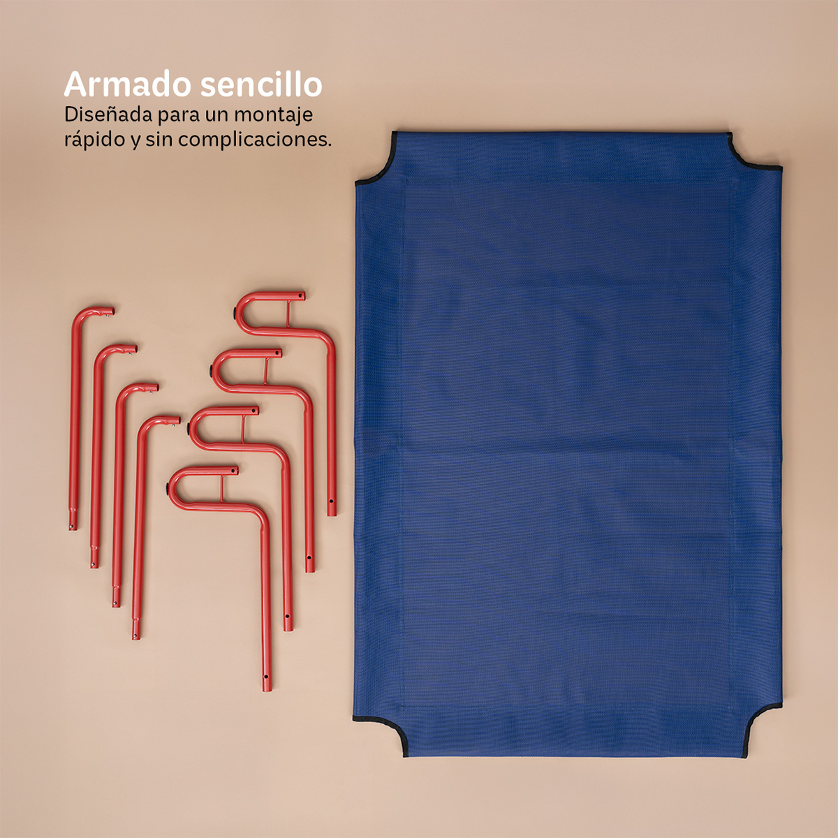 Foto 4 pulgar | Cama Elevada Para Perro, Mascotas Esquimal Grande Azul - Rojo Con Malla Transpirable