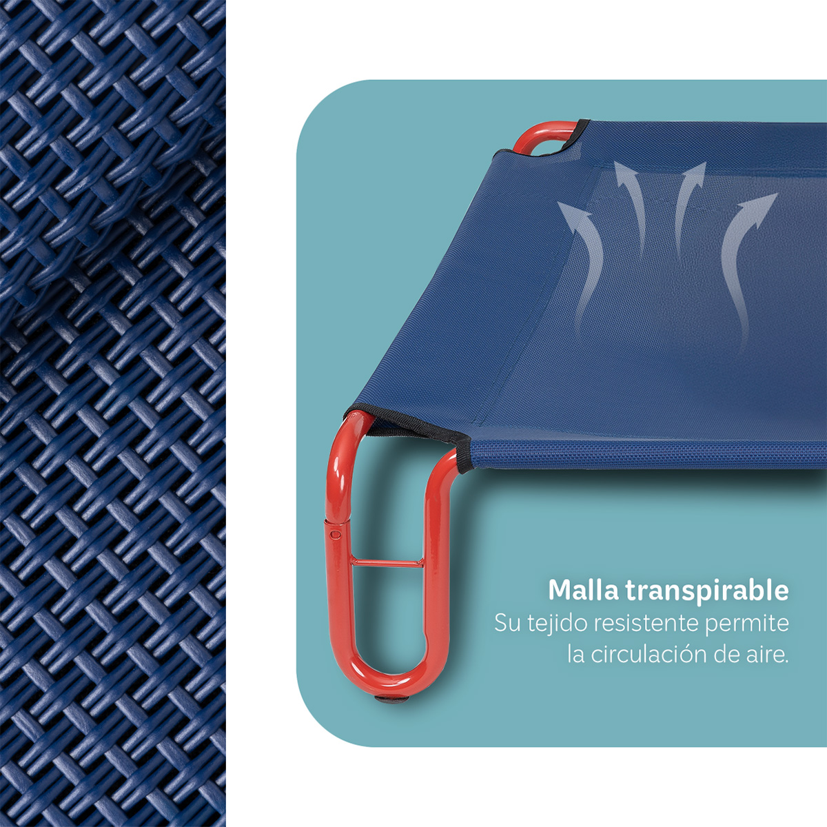 Foto 6 | Cama Elevada Para Perro, Mascotas Esquimal Grande Azul - Rojo Con Malla Transpirable