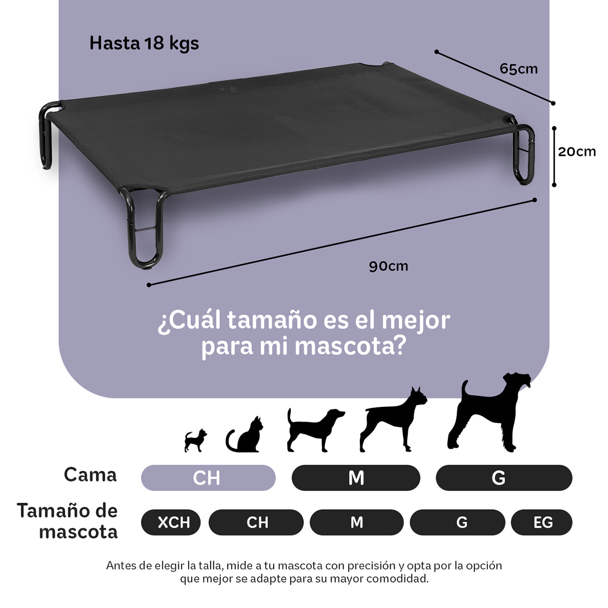 Foto 6 pulgar | Cama Elevada Para Perro, Mascotas Esquimal Chica Negro Con Malla Transpirable