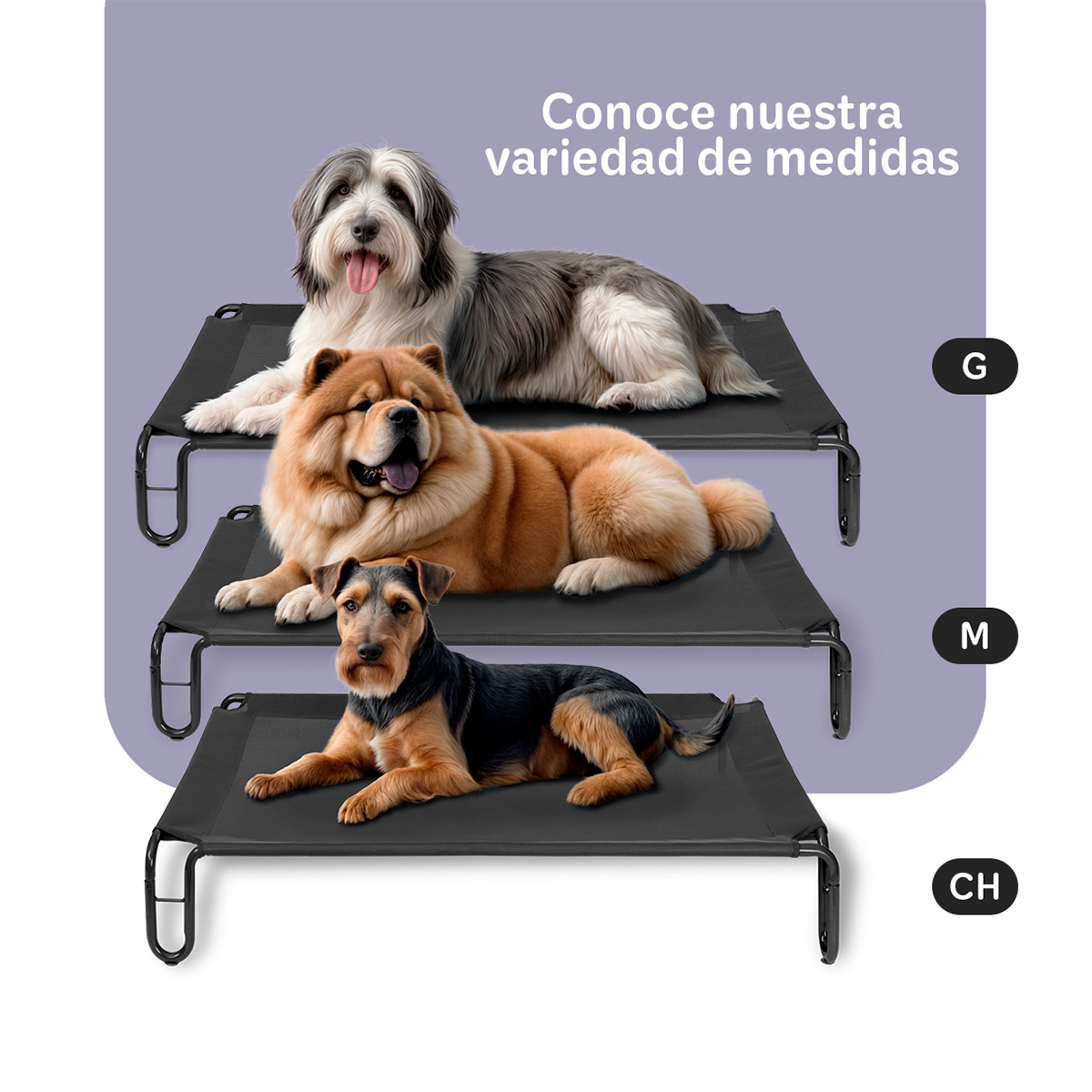 Foto 8 pulgar | Cama Elevada Para Perro, Mascotas Esquimal Chica Negro Con Malla Transpirable