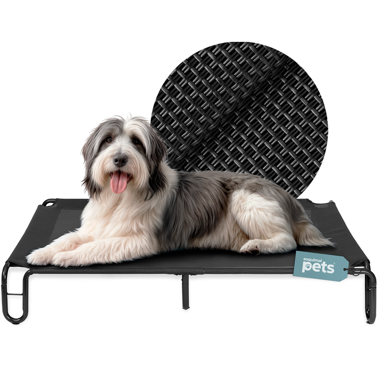 Foto 2 pulgar | Cama Elevada Para Perro, Mascotas Esquimal Grande Negro Con Malla Transpirable