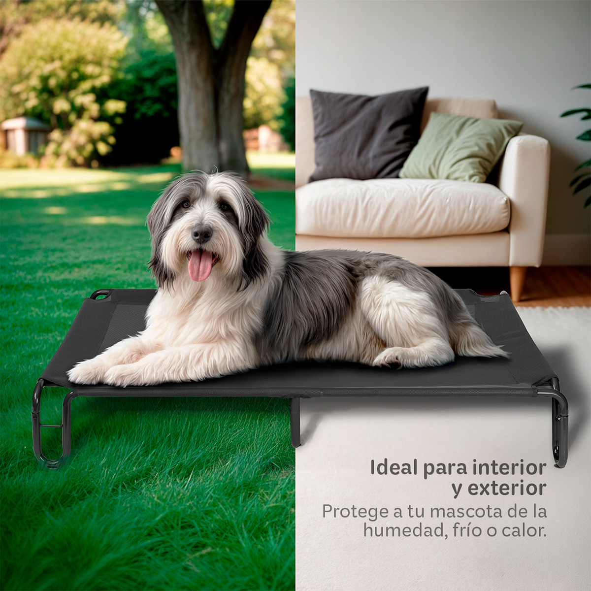 Foto 3 pulgar | Cama Elevada Para Perro, Mascotas Esquimal Grande Negro Con Malla Transpirable